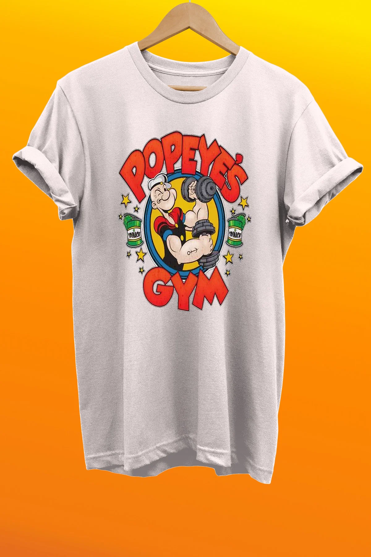 Temel Reis Popeye Gym Baskılı %100 Pamuk Basic T-shirt Normal Bed