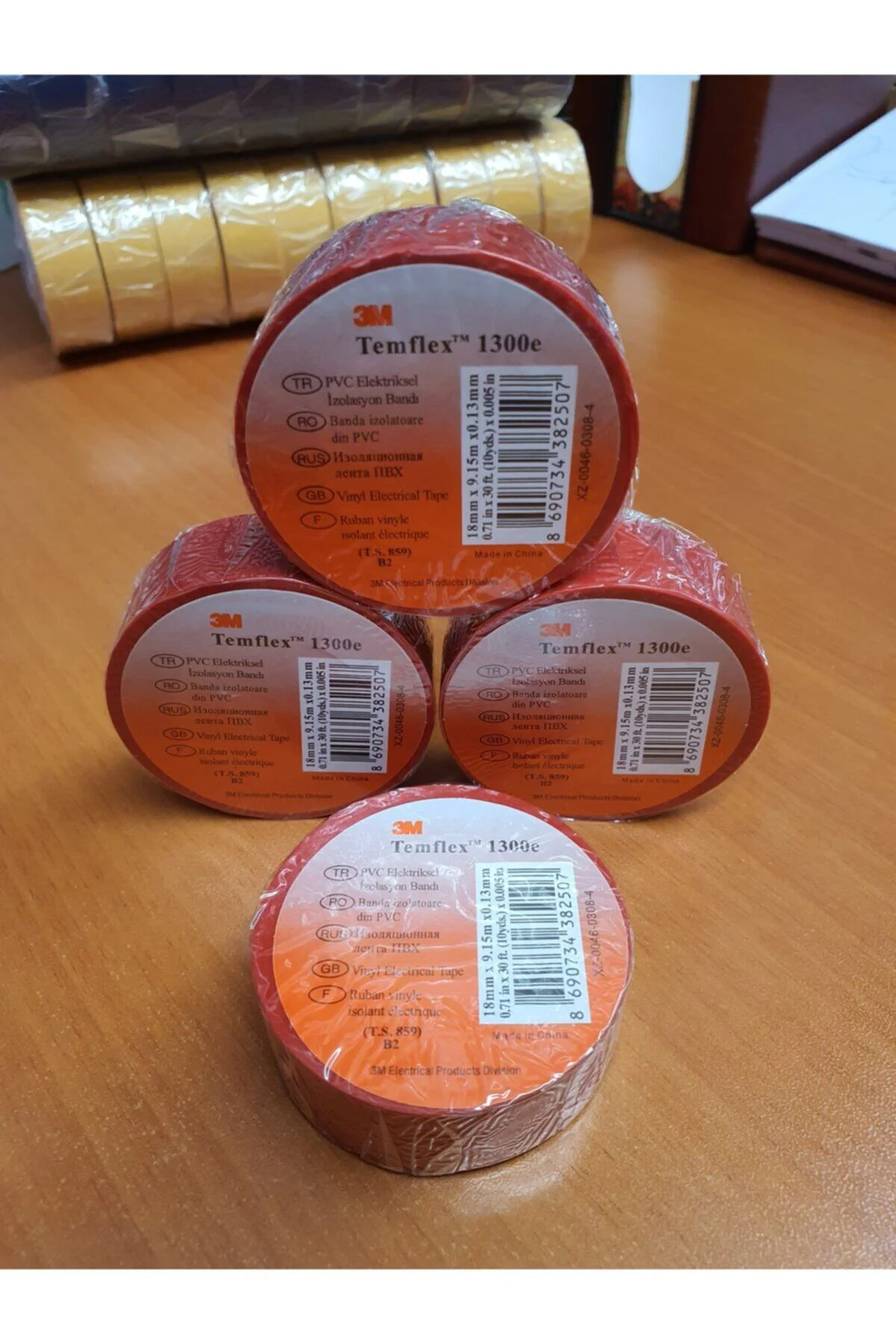 Temflex 1300e Pvc Elektrik Bandı - Kırmızı - 18 Mm X 9,15 M ( 10 