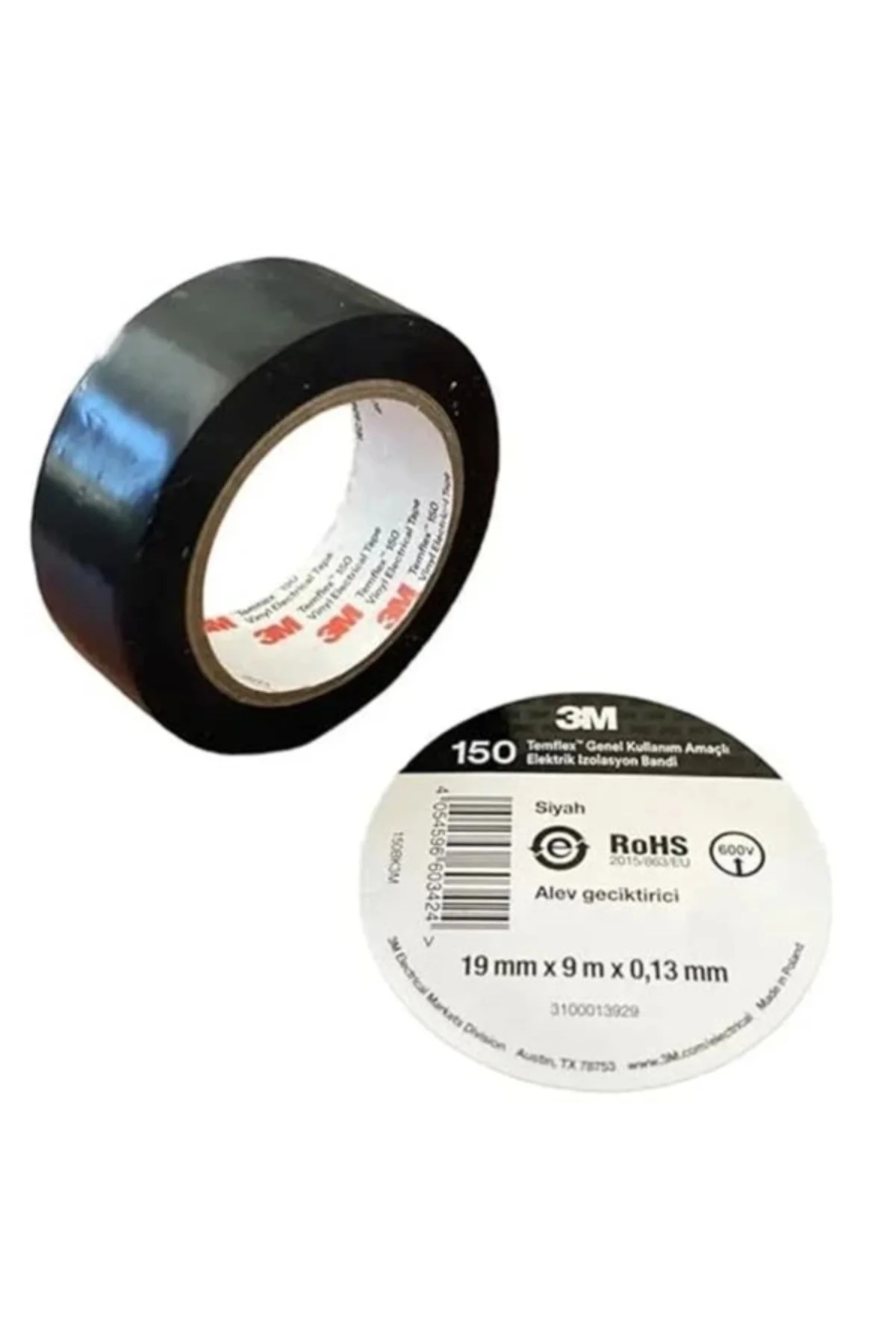 Temflex Elektrik İzolasyon Bandı Siyah (0,13 mm x 19 mm x 9 metre)