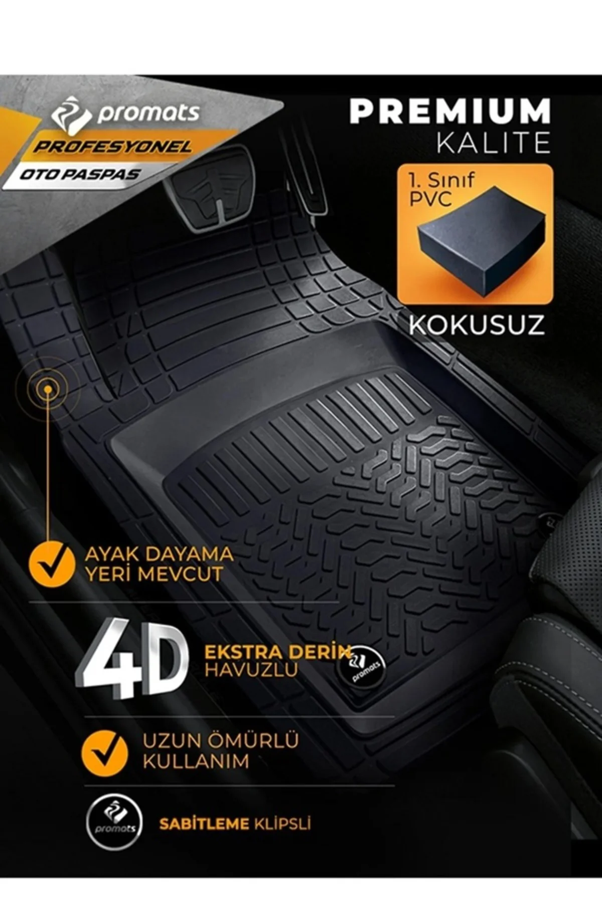 Tempra 1992 Uyumlu 3,5 Cm Derin Havuzlu Pro Siyah Oto Paspas