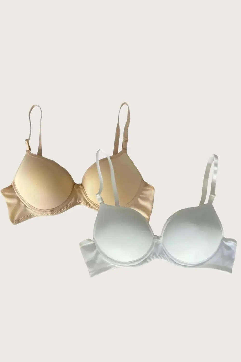 Pilelistore Ten-Beyaz 2'Li Mikro Kumaş Push Up Dolgulu Balenli Günlük Destekl