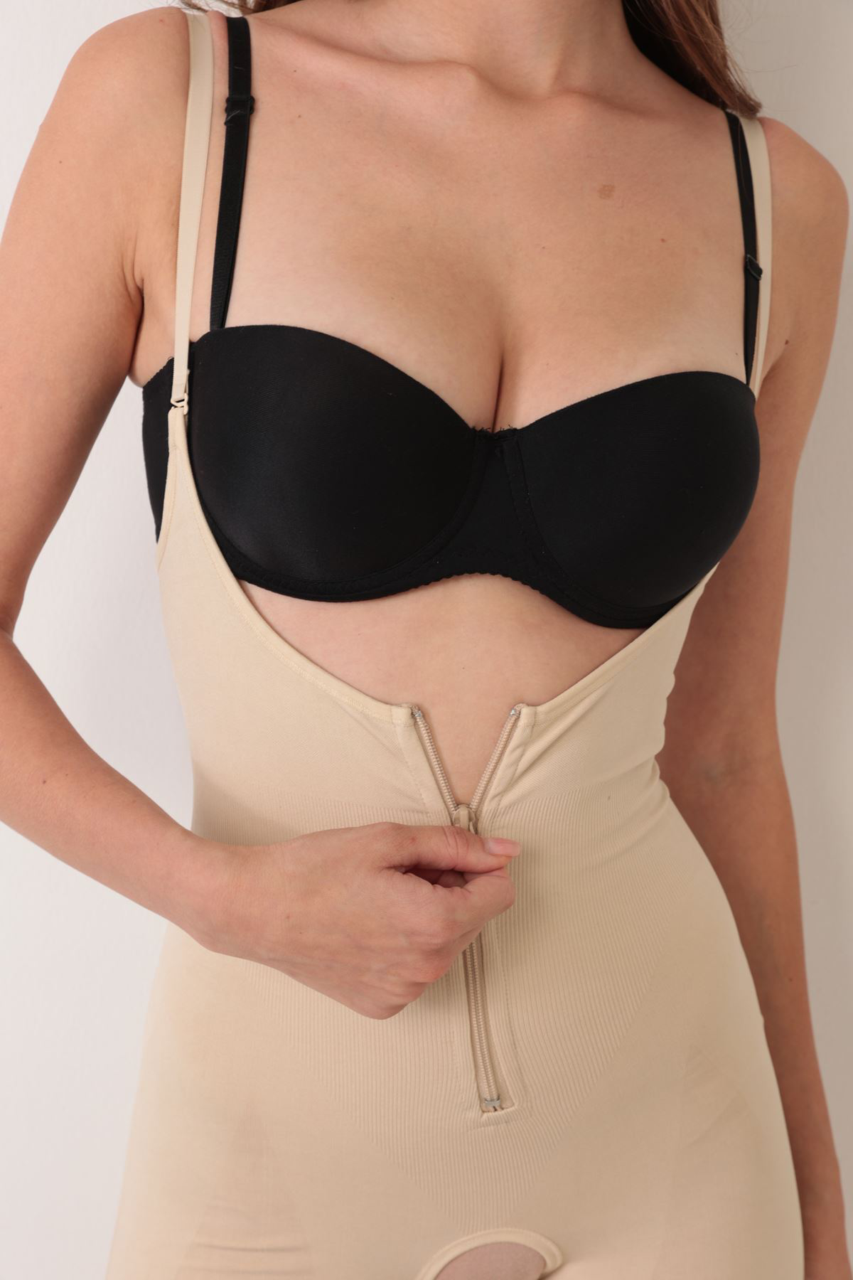 Sistina Ten İp Askılı Ağ Kısmı Açık Fermuarlı Tam Boy Kadın Korse