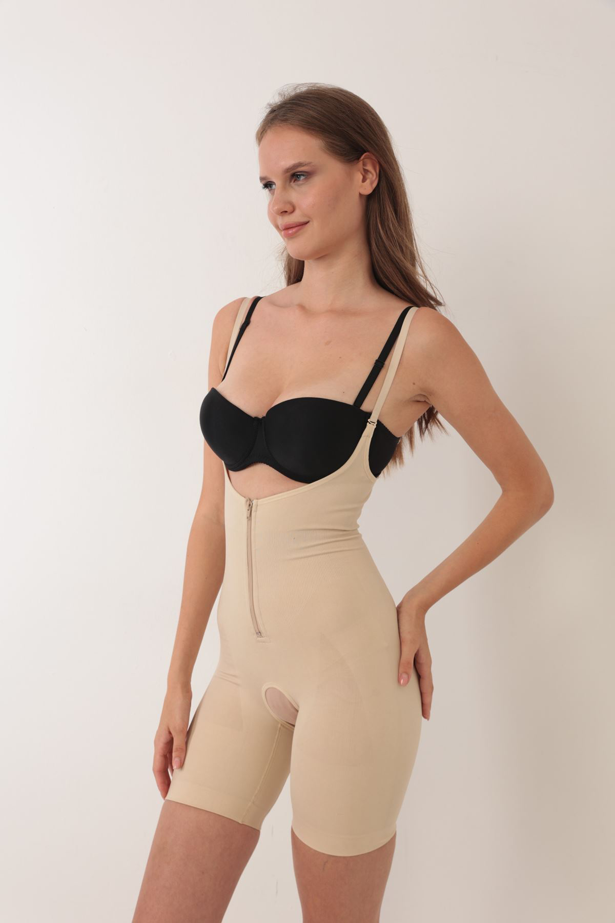 Sistina Ten İp Askılı Ağ Kısmı Açık Fermuarlı Tam Boy Kadın Korse