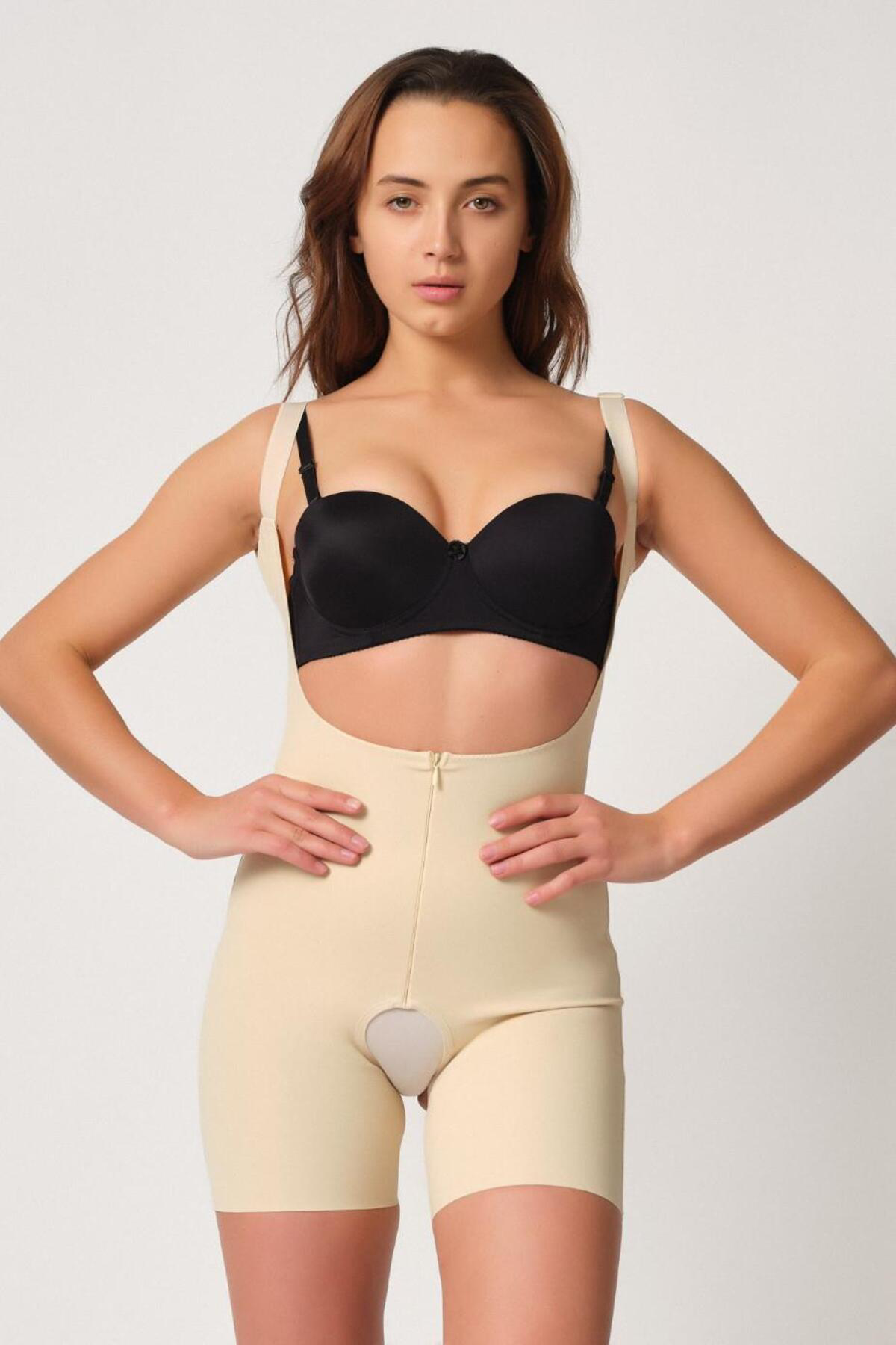 TEN MI 2834 Göğsü Açık Ferumalı Tül Popo Boy Lazer Korse