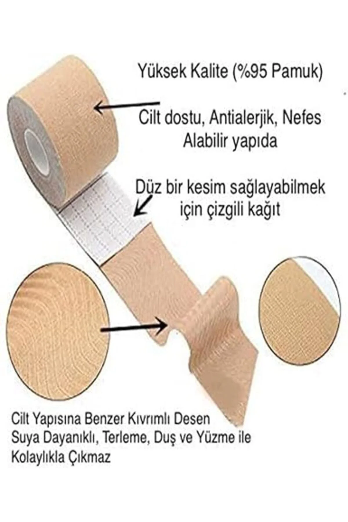 Ten Rengi Göğüs Dikleştirici Bant – Kendinden Yapışkanlı, Kesileb