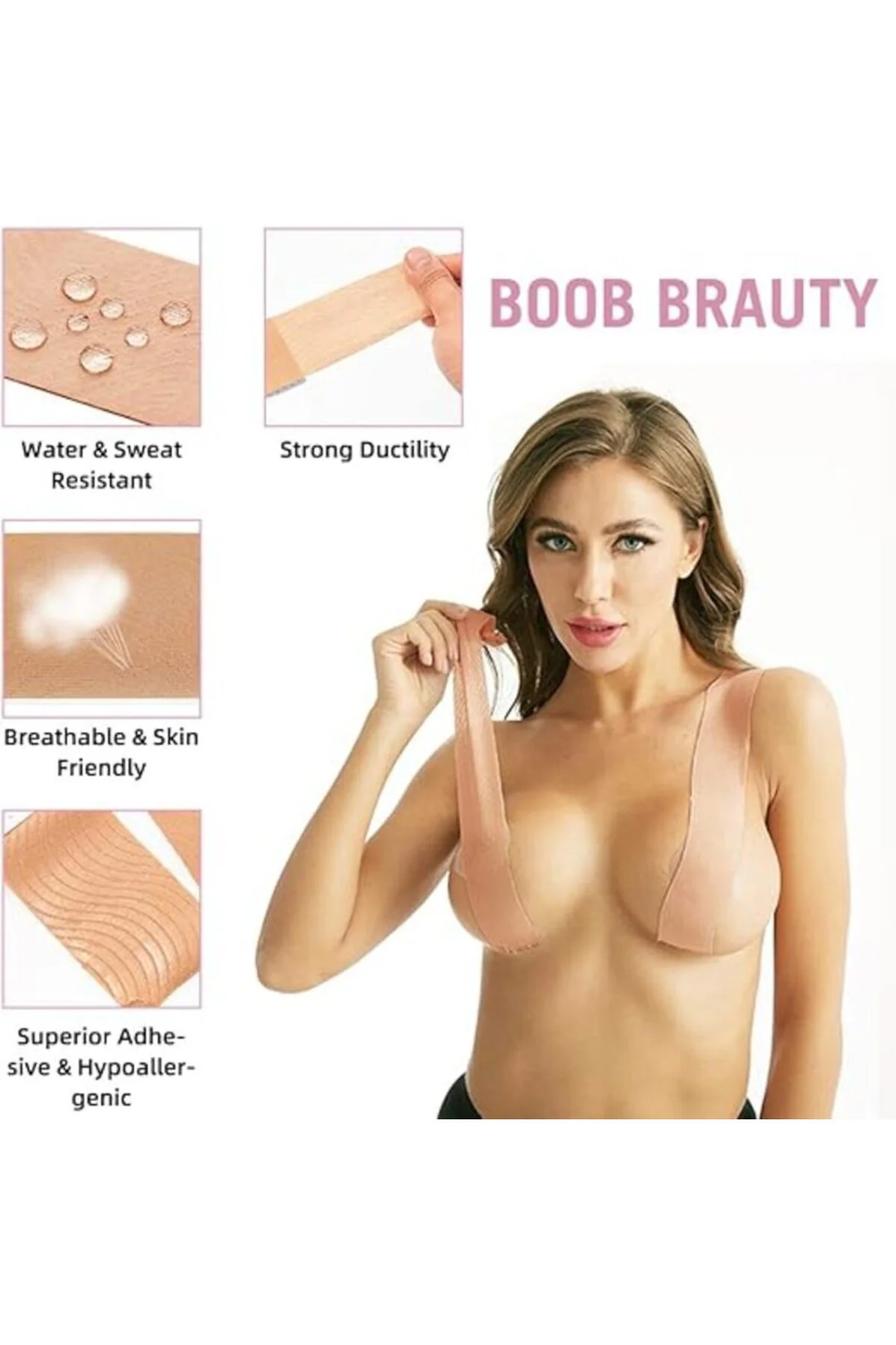 Ten Rengi Göğüs Dikleştirici Bant – Kendinden Yapışkanlı, Kesileb