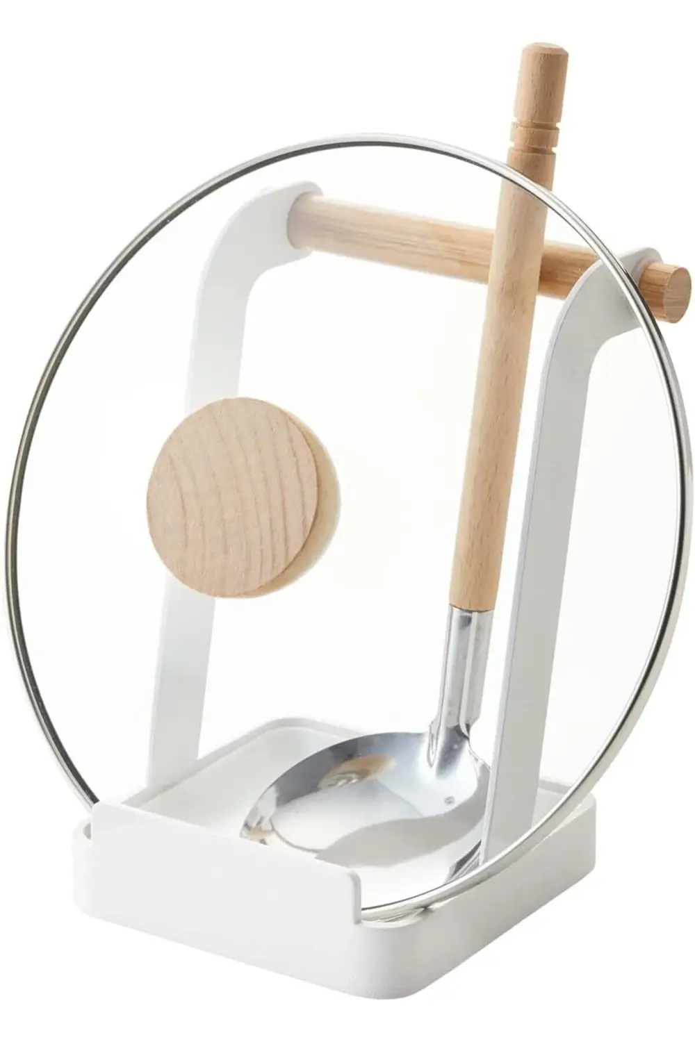 tencere kapağı ve pişirme kaşığı rafı, beyaz 395519