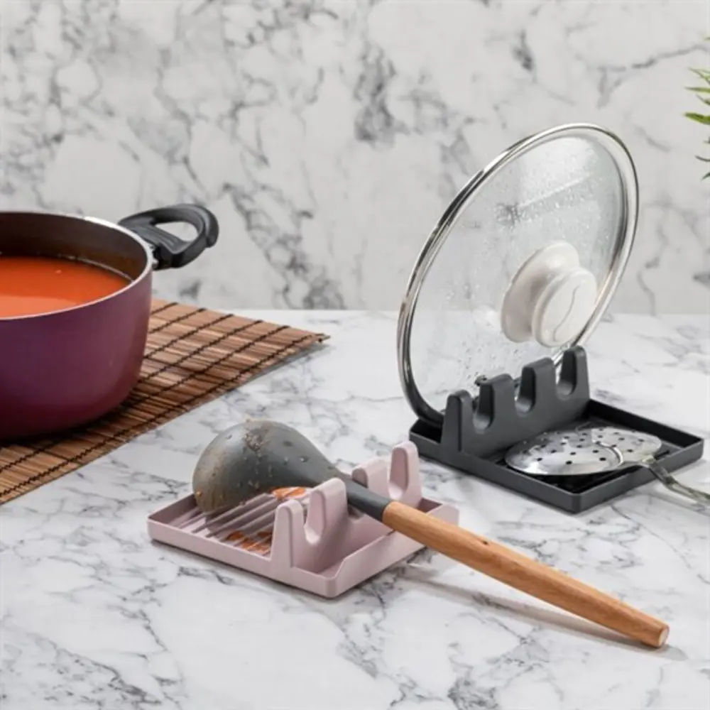 Tencere Kapak Tutuculu Kaşıklıklı Tencere Kapak Standı Pratik Kaş