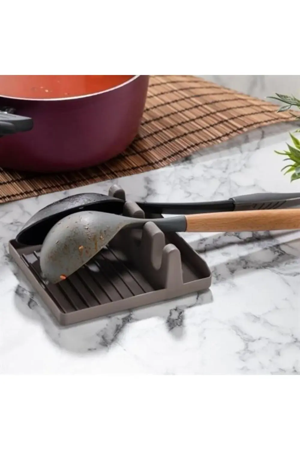 ® Tencere Kapak Tutuculu Kaşıklıklı Tencere Kapak Standı Pratik K