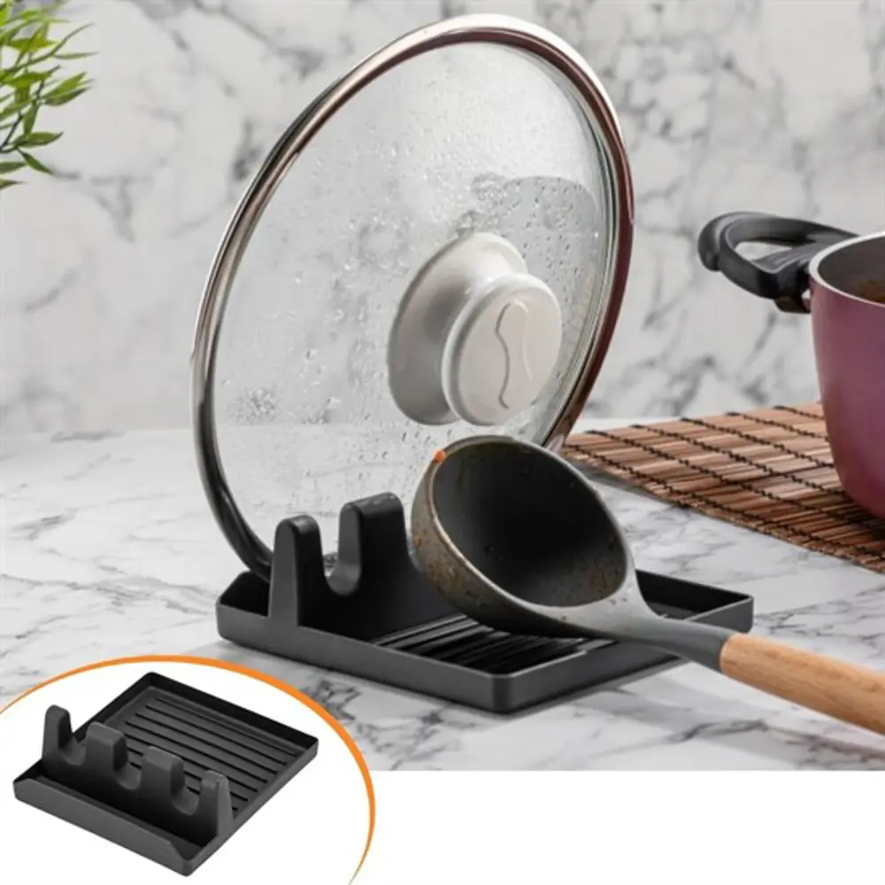 Tencere Kapak Tutuculu Kaşıklıklı Tencere Kapak Standı Pratik Kaş