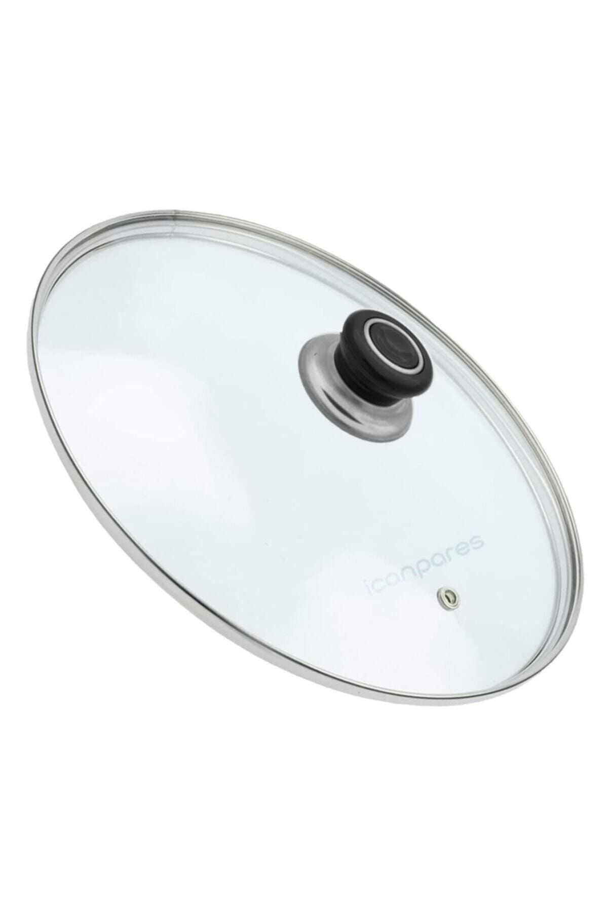 Doğuş Tencere Sahan Tava Cam Kapaği Buhar Delikli Kapak 28 Cm Siyah Tut