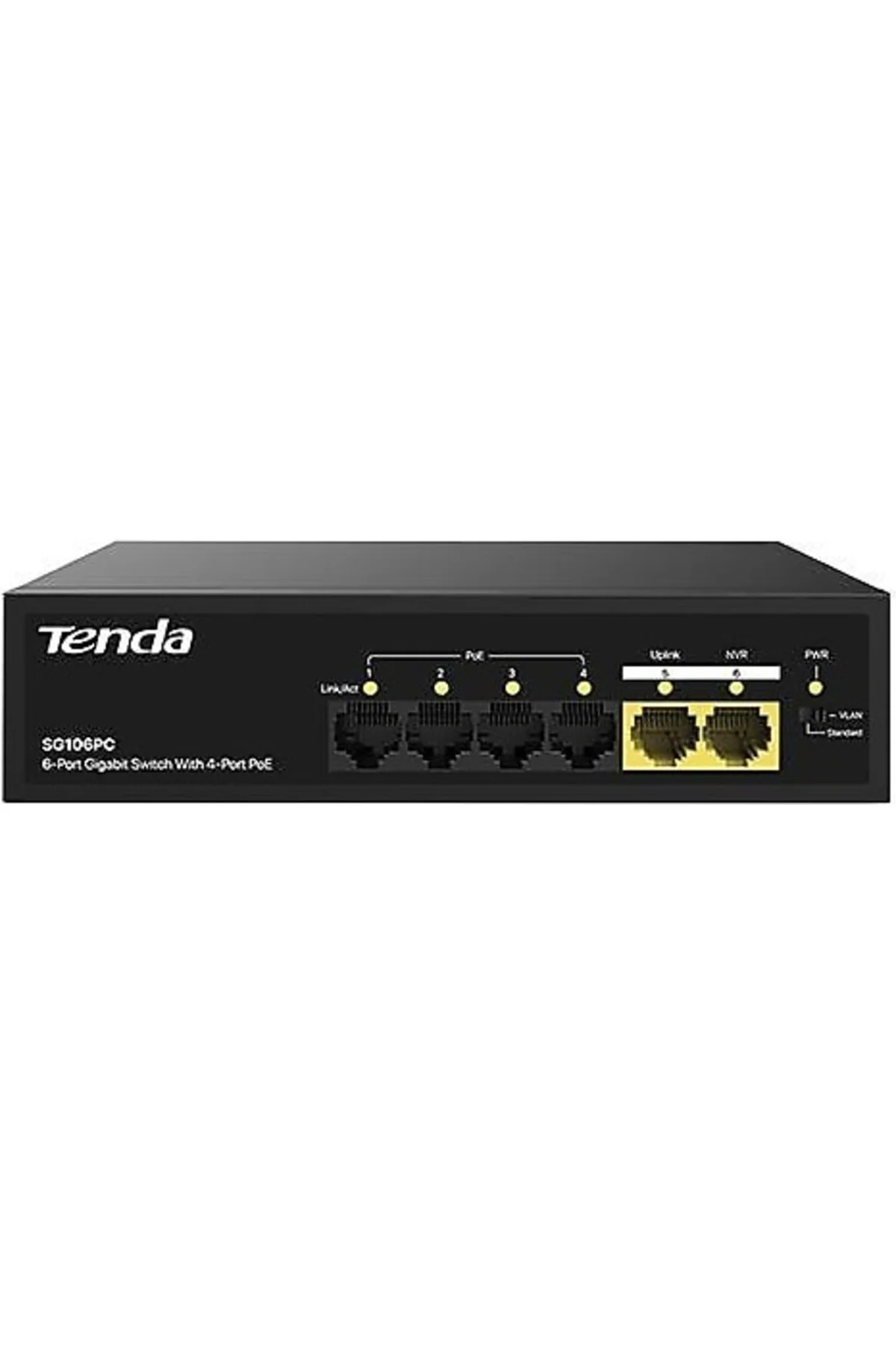 TENDA SG106PC 6 Port 10/100/1000 4 x PoE + 2 x Uplink PoE Gigabit Switch Metal Kasa