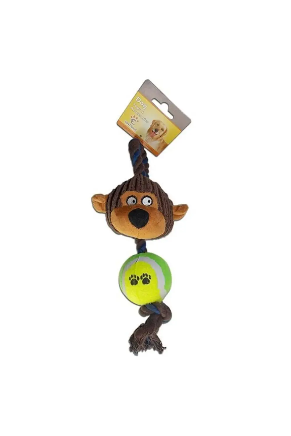 Tenis Toplu Maymun Diş İpli Köpek Oyuncağı 30 Cm - Petshopundan