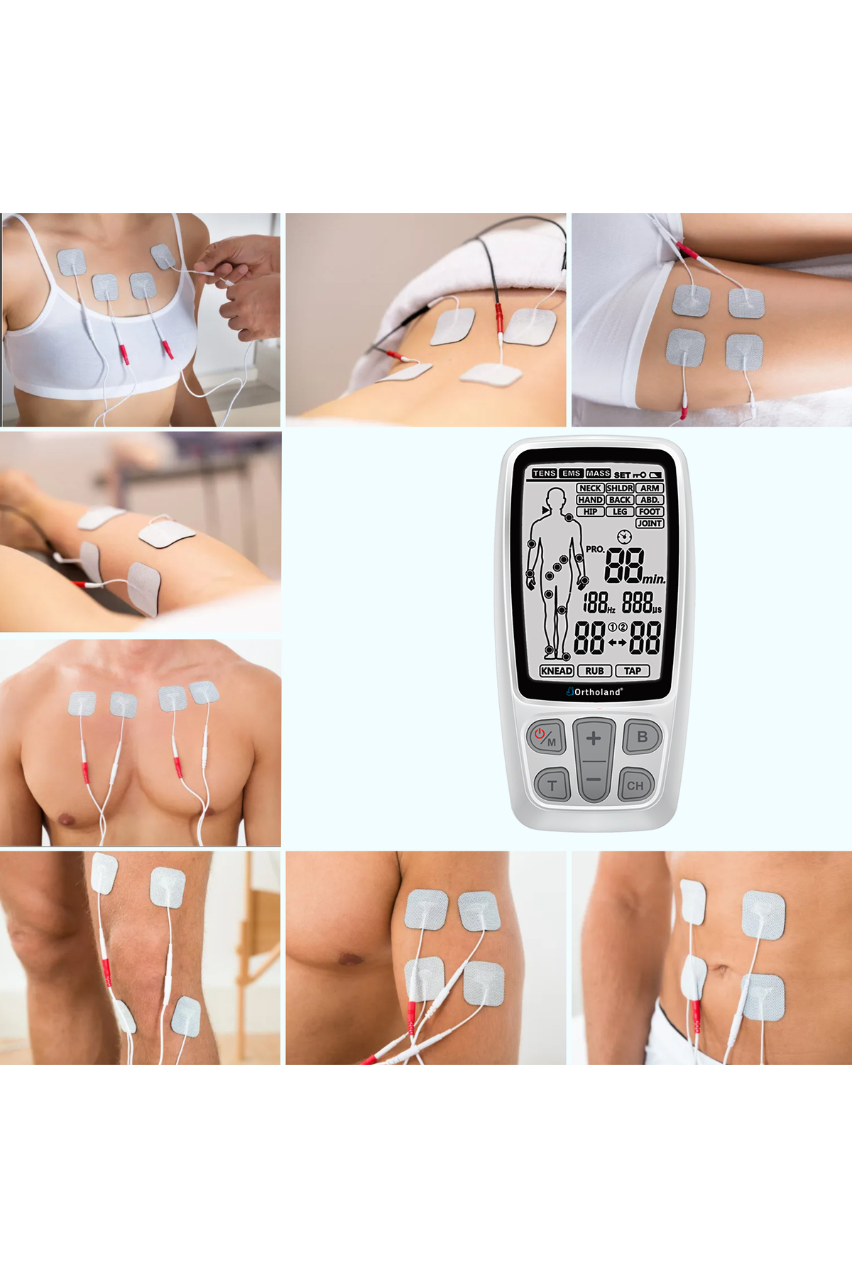 Ortholand Tens Ems Masaj Cihazı 2 Kanallı Portatif Fizik Tedavi Cihazı