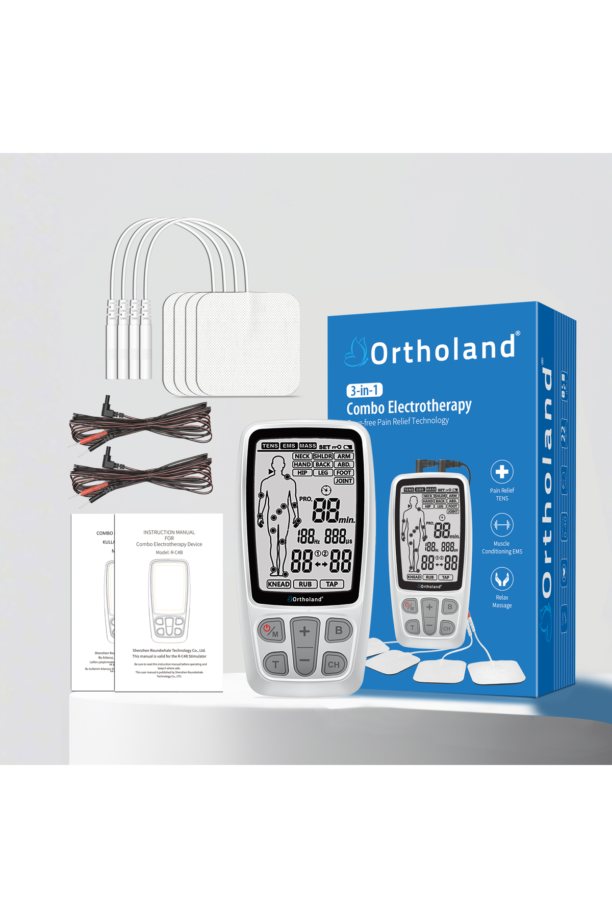 Ortholand Tens Ems Masaj Cihazı 2 Kanallı Portatif Fizik Tedavi Cihazı