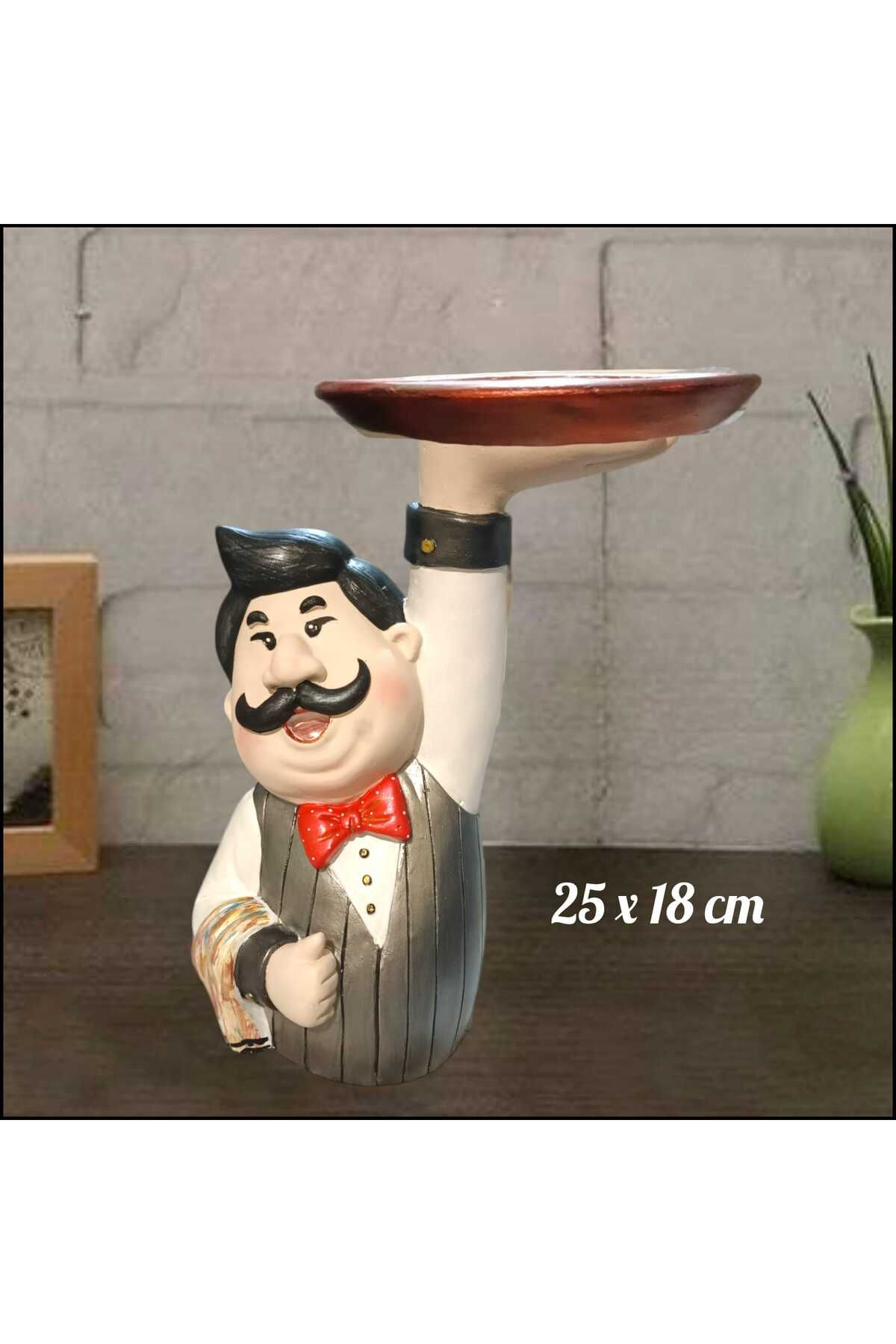 Tepsili Esmer Şef Garson Polyester Sunumluk & Biblo
