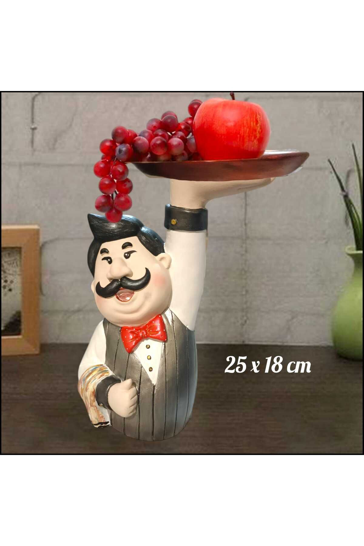 Tepsili Esmer Şef Garson Polyester Sunumluk & Biblo