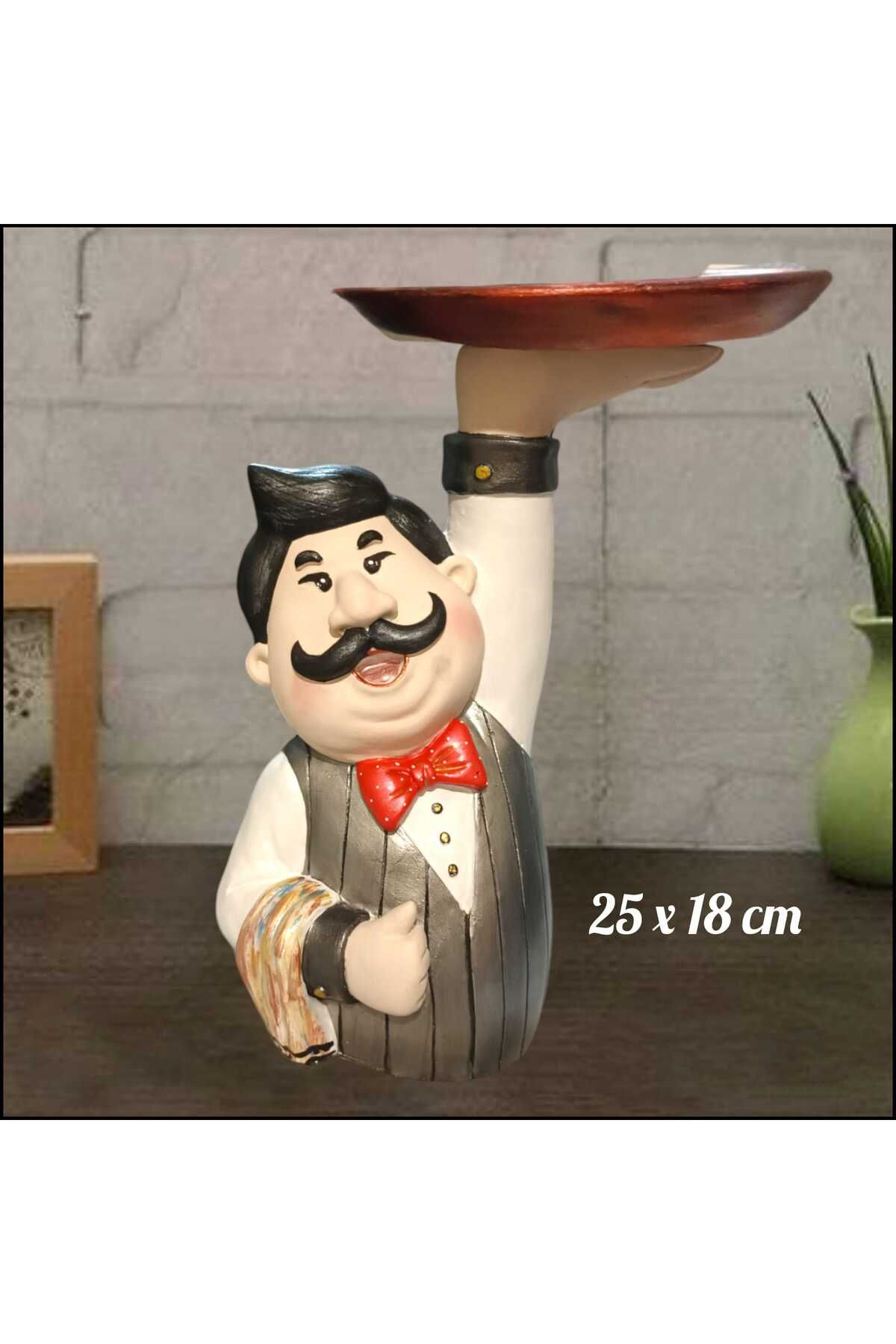 Tepsili Esmer Şef Garson Polyester Sunumluk & Biblo