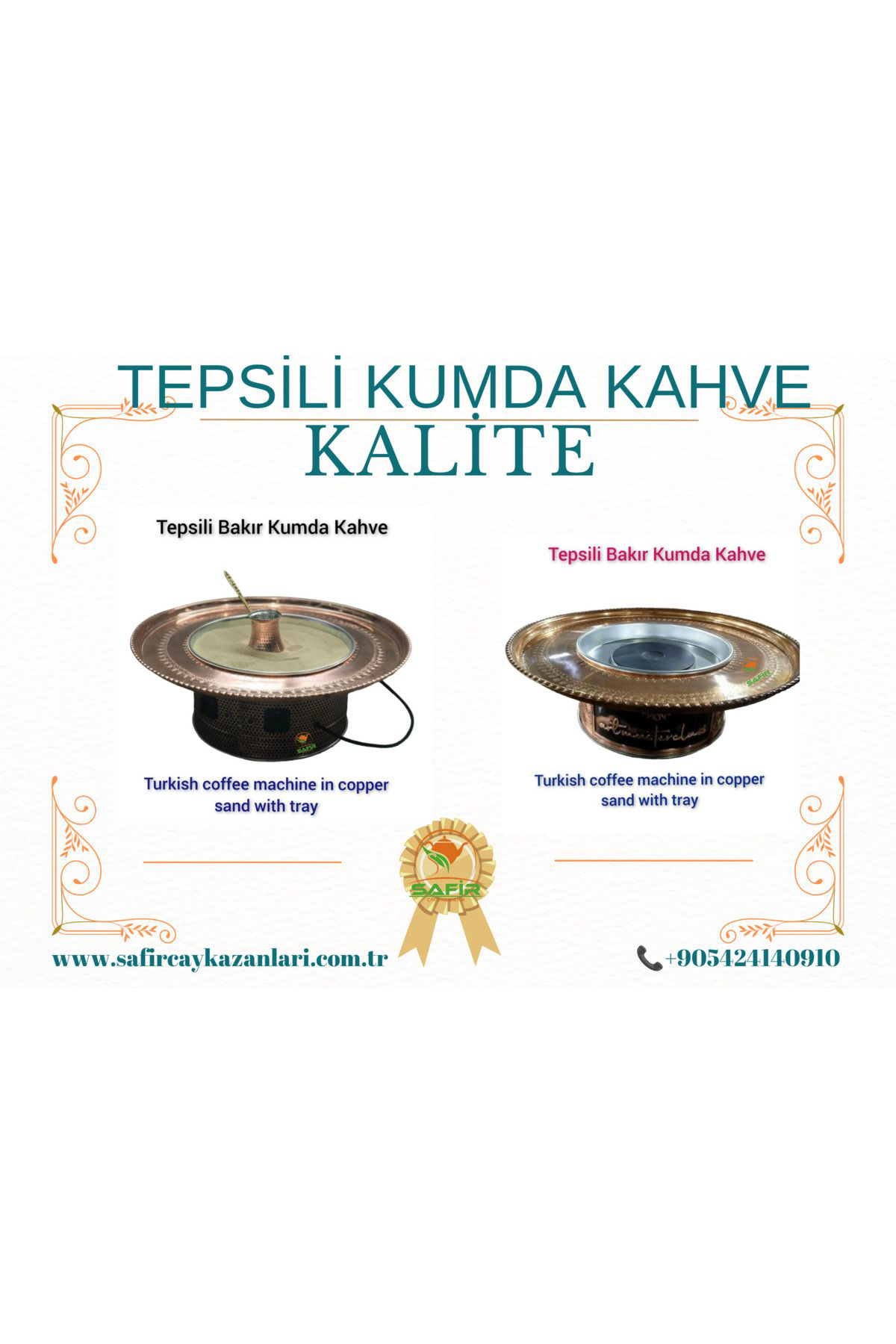 Safir Çay Kazanlari Tepsili Kumda Kahve Büyük Boy Tepsili Kumda Kahve Makinesi Sinili