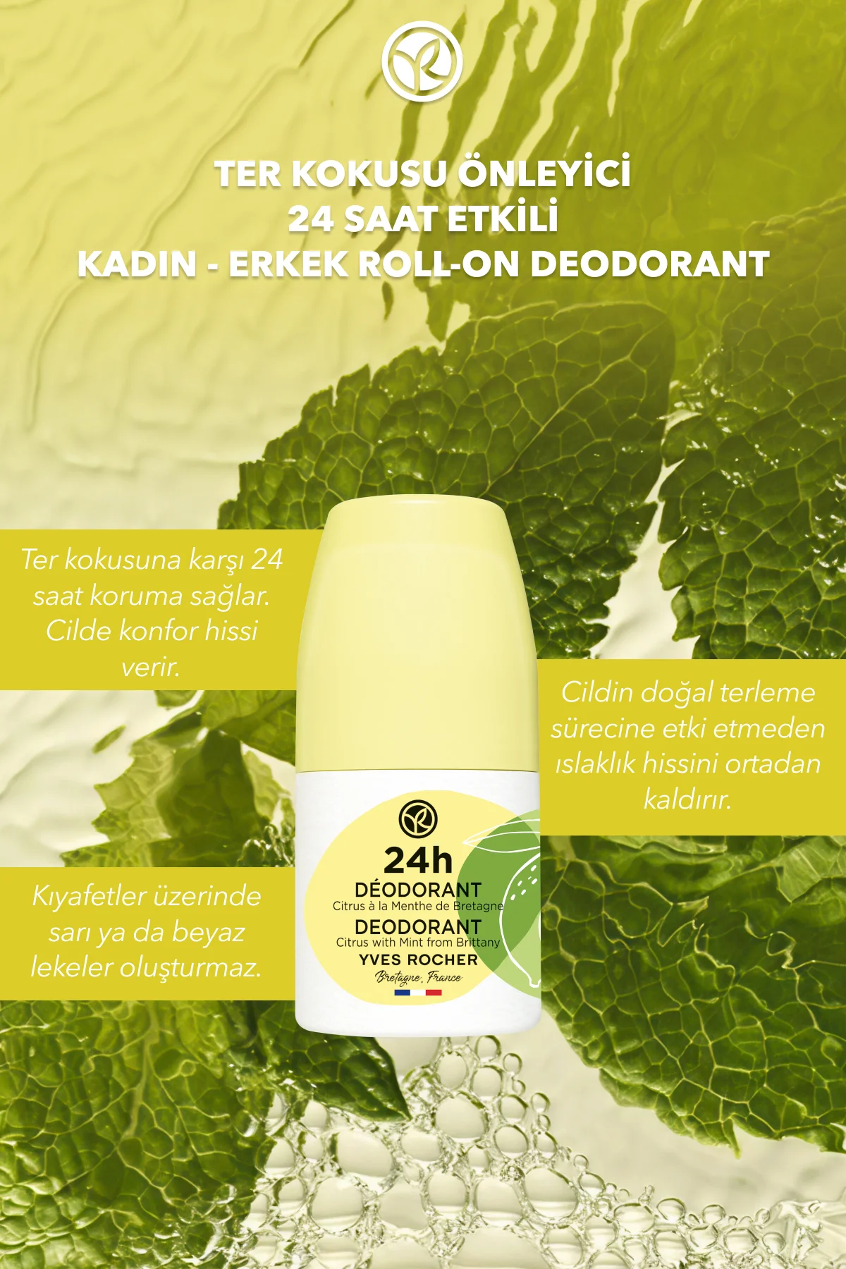 Ter Kokusu Önleyici 24 Saat Etkili Kadın-Erkek Roll-On Deodorant-