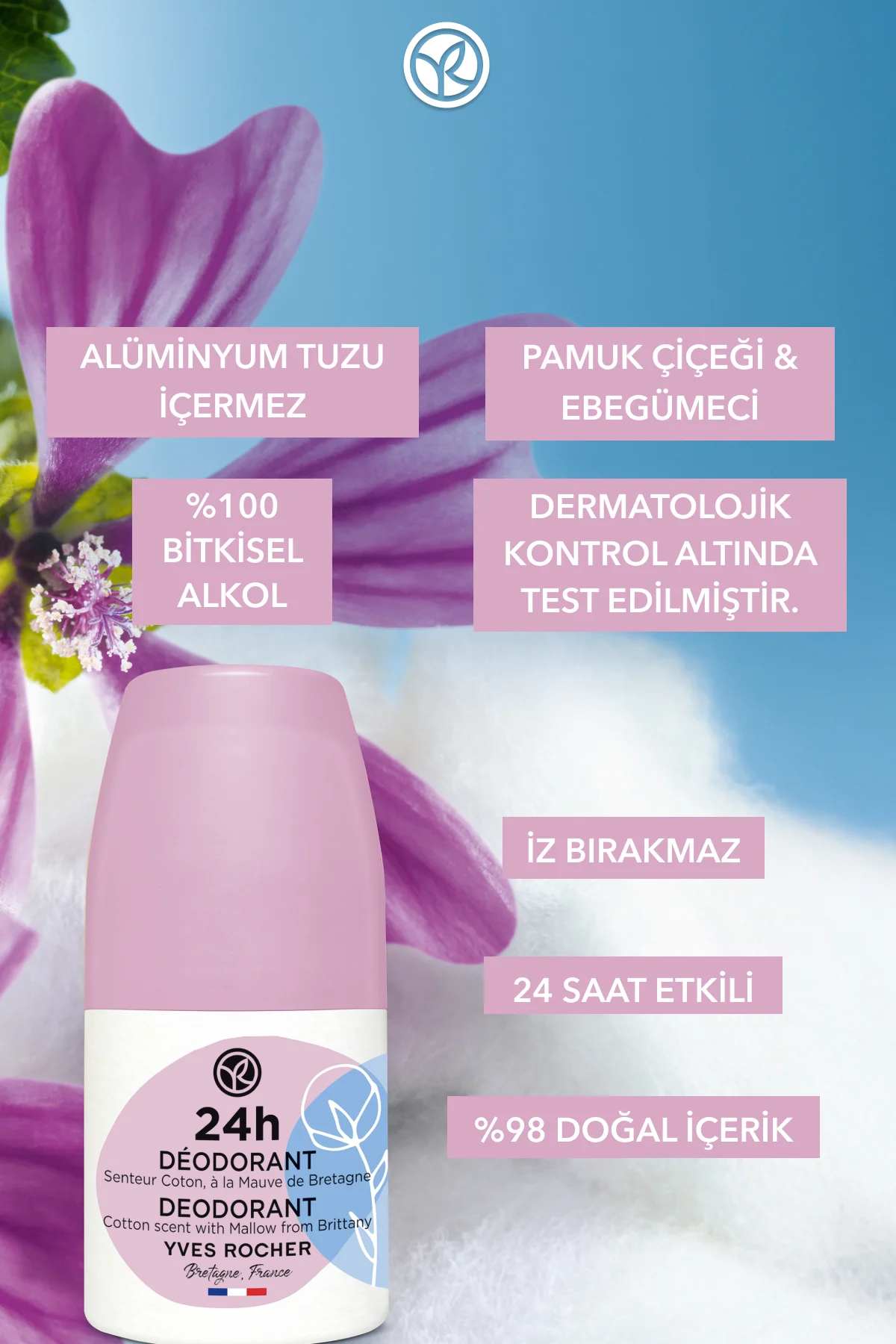 Ter Kokusu Önleyici 24 Saat Etkili Kadın Roll-On Deodorant- Pamuk