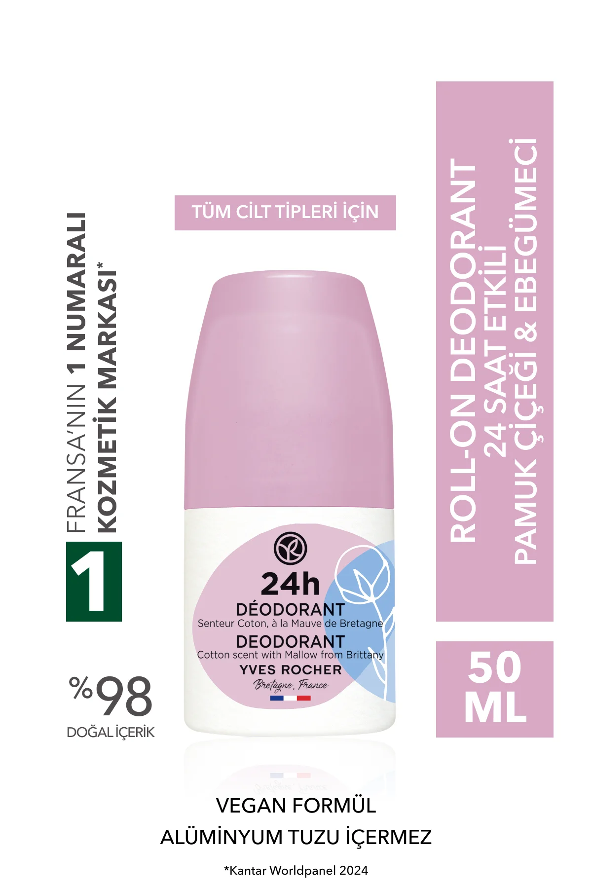 Ter Kokusu Önleyici 24 Saat Etkili Kadın Roll-On Deodorant- Pamuk
