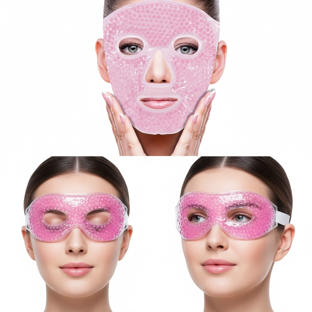 Terapi Jel Boncuklu Yüz Ve Göz Maskesi Seti Pembe Sıcak Ve Soğuk