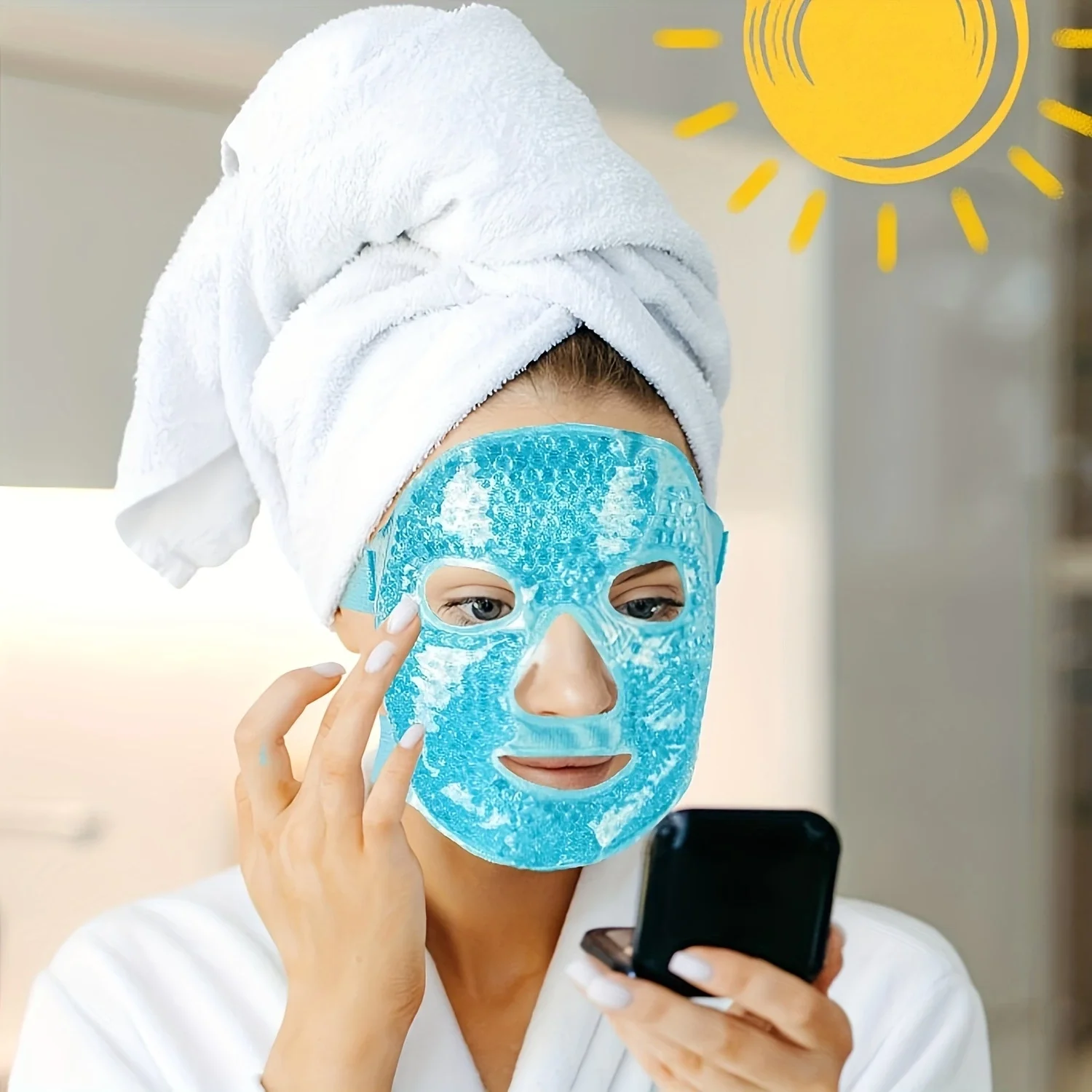 Terapi Jel Yüz Maskesi Soğuk Ve Sıcak Boncuklu Ayarlanabilir Mask