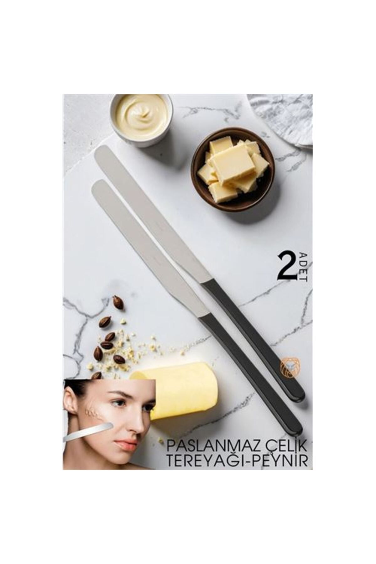 Tereyağı Bıçağı Peynir Helva Paslanmaz Çelik 2 ADET