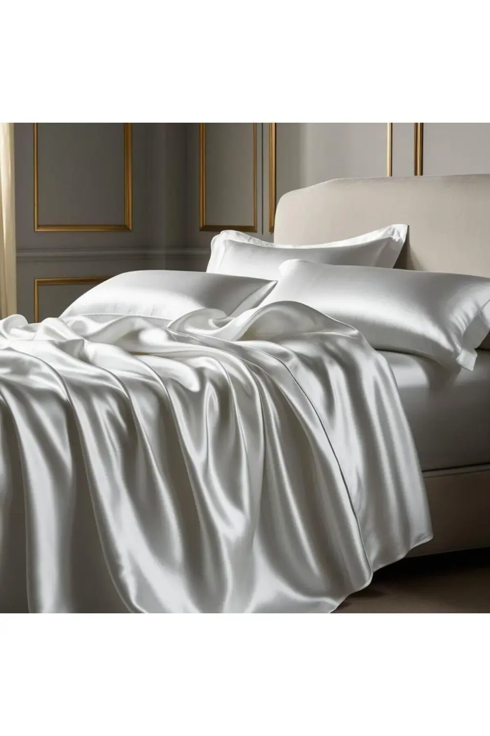 Terletmeyen İpek Saten Yastık Kılıfı 2'li 50x70 Beyaz