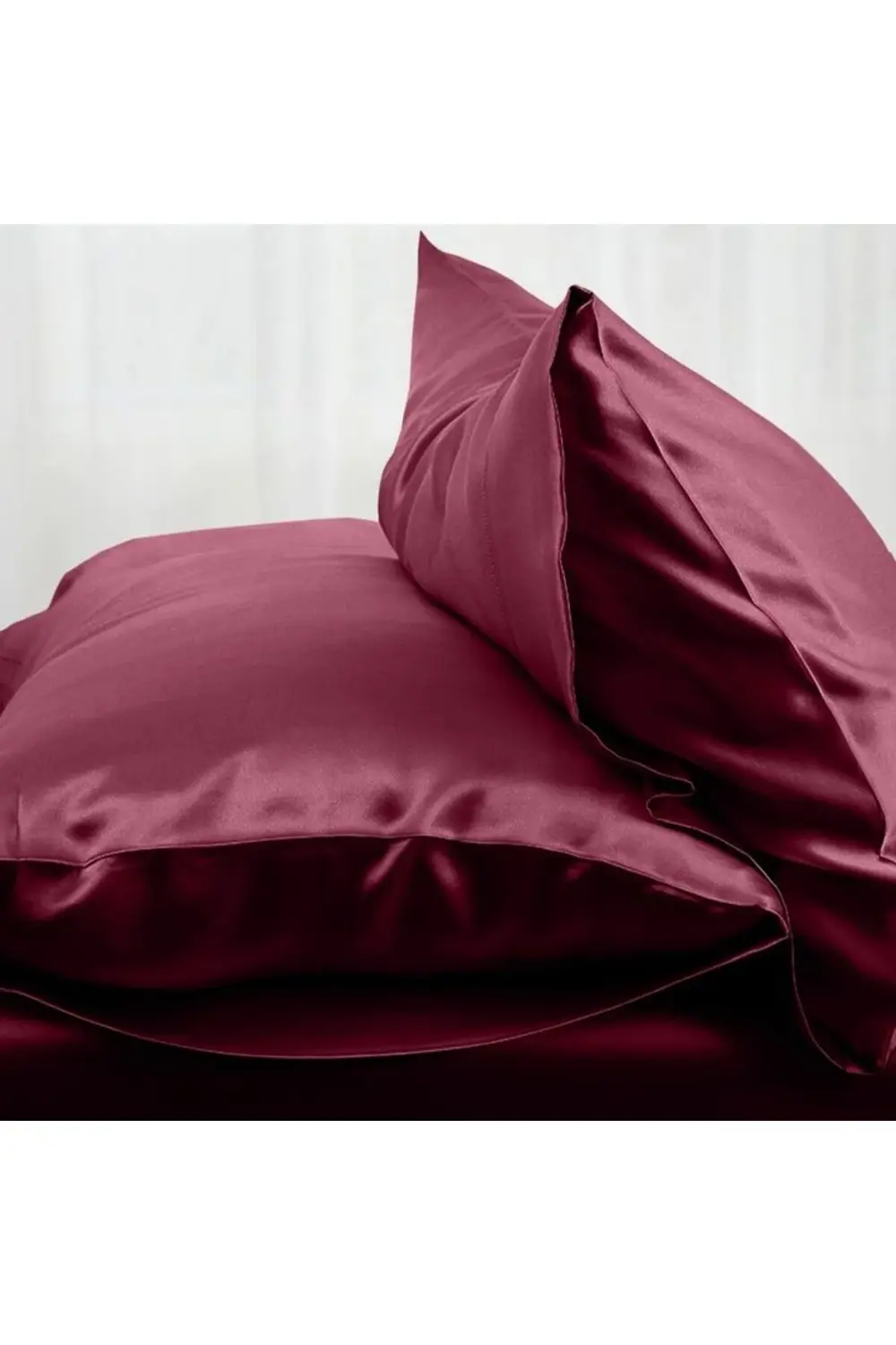 Terletmeyen İpek Saten Yastık Kılıfı 2'li 50x70 Bordo