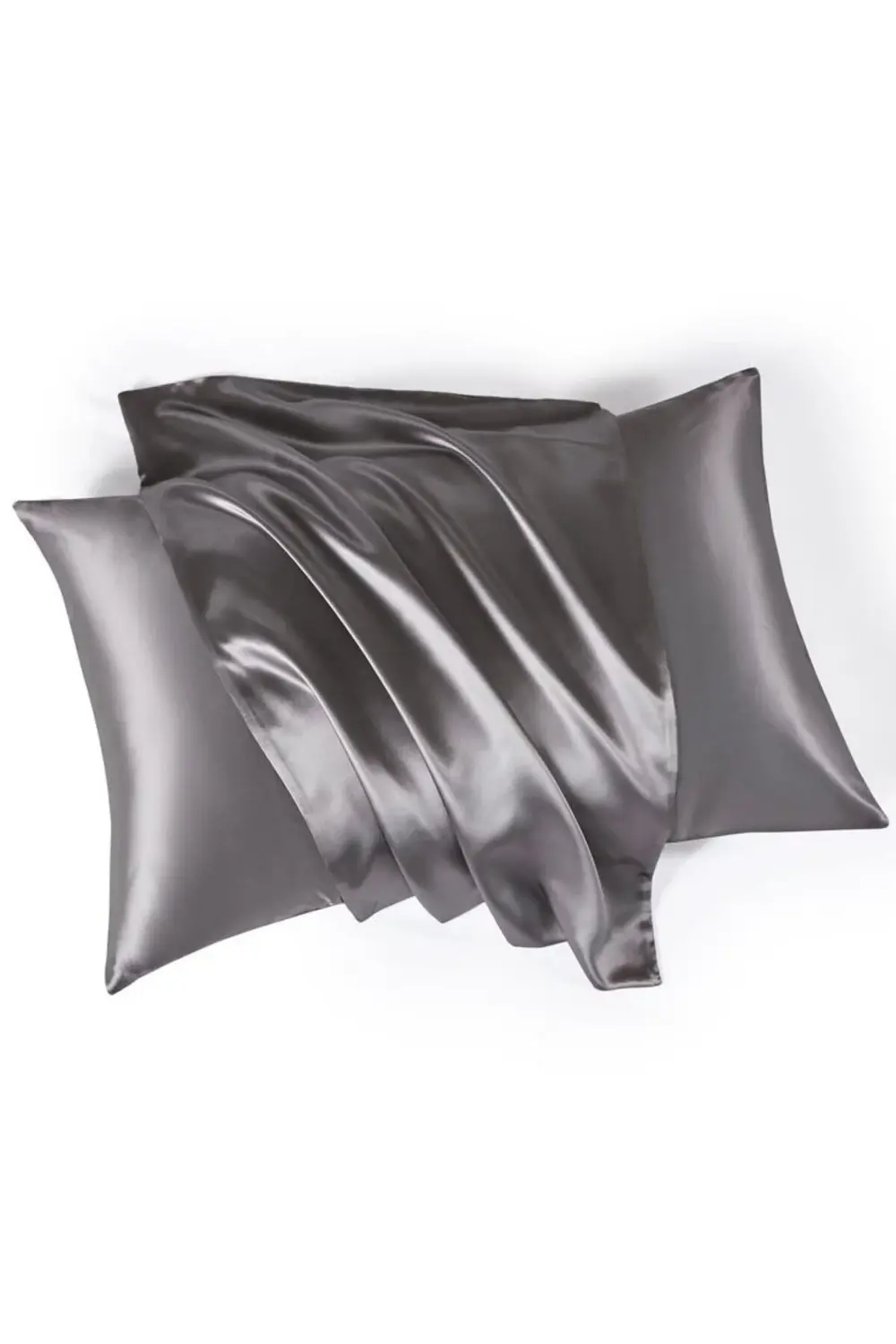 Terletmeyen İpek Saten Yastık Kılıfı 2'li 50x70 Gri