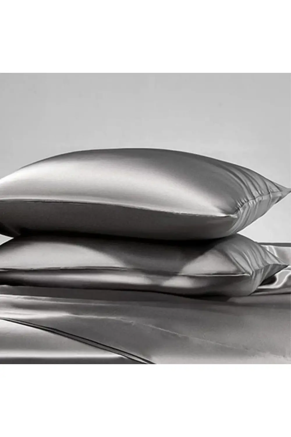 Terletmeyen İpek Saten Yastık Kılıfı 2'li 50x70 Gri
