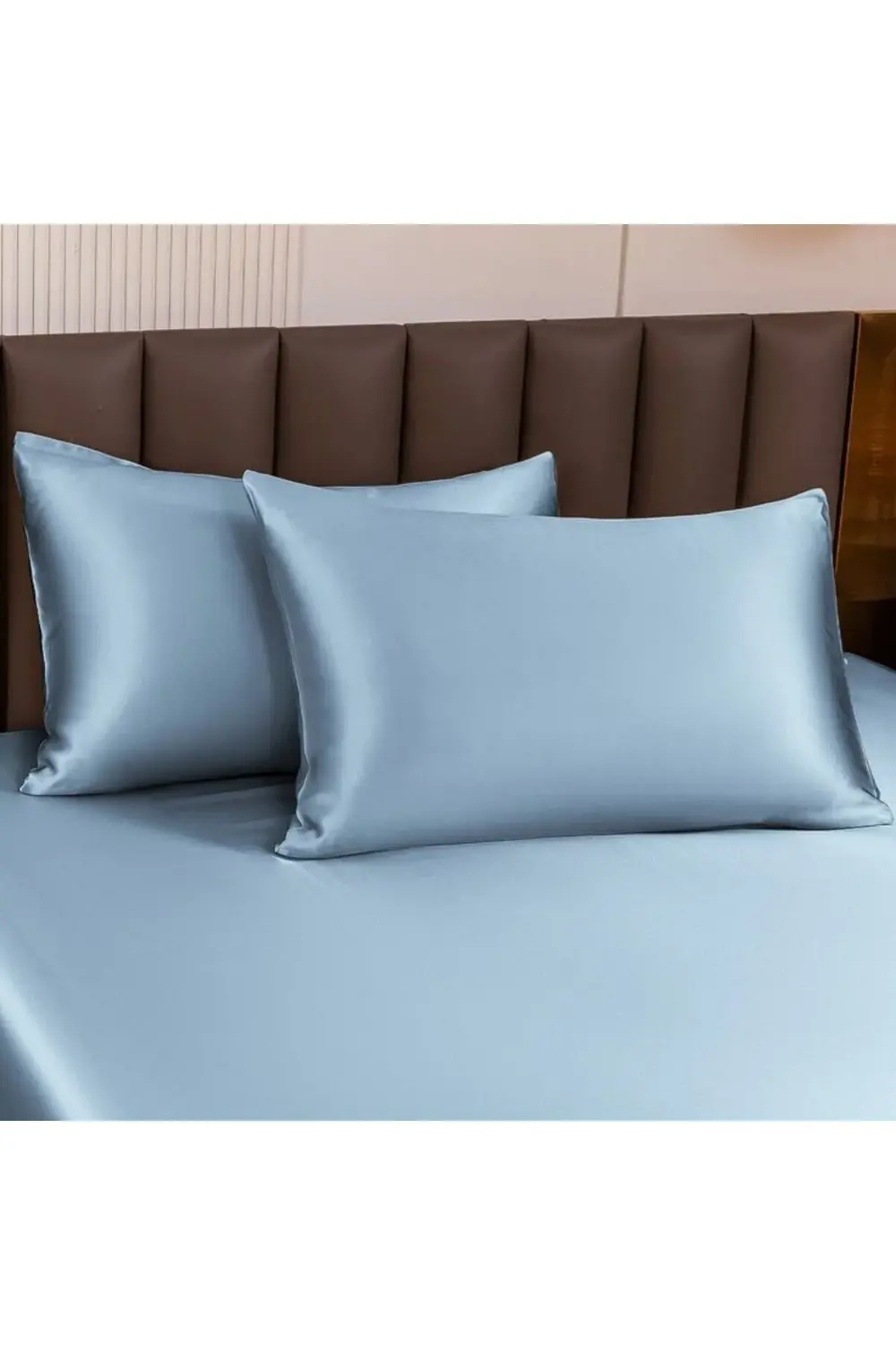 Terletmeyen İpek Saten Yastık Kılıfı 2'li 50x70 Mavi