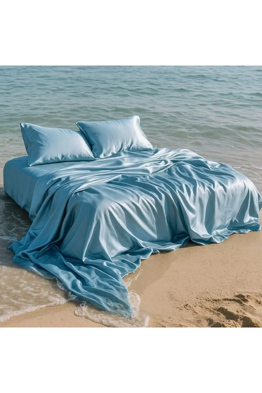 Terletmeyen İpek Saten Yastık Kılıfı 2'li 50x70 Mavi