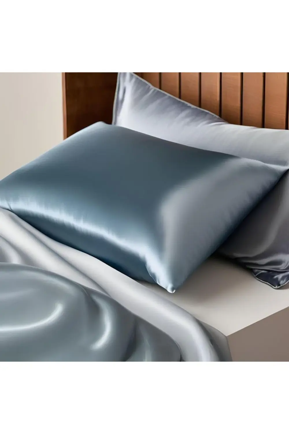 Terletmeyen İpek Saten Yastık Kılıfı 2'li 50x70 Mavi