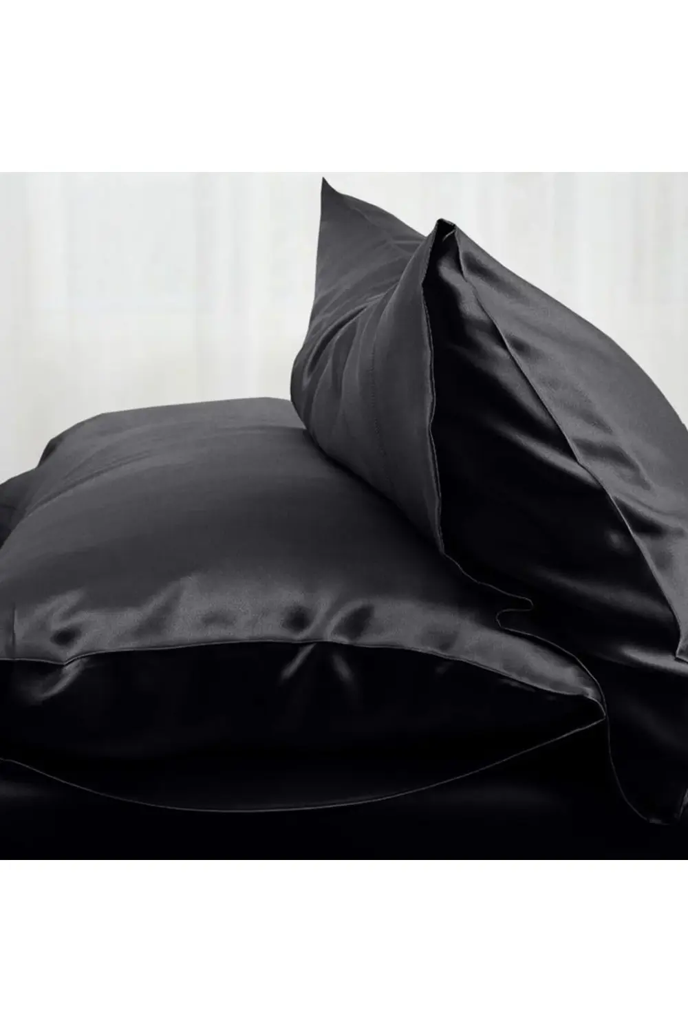 Terletmeyen İpek Saten Yastık Kılıfı 2'li 50x70 Siyah