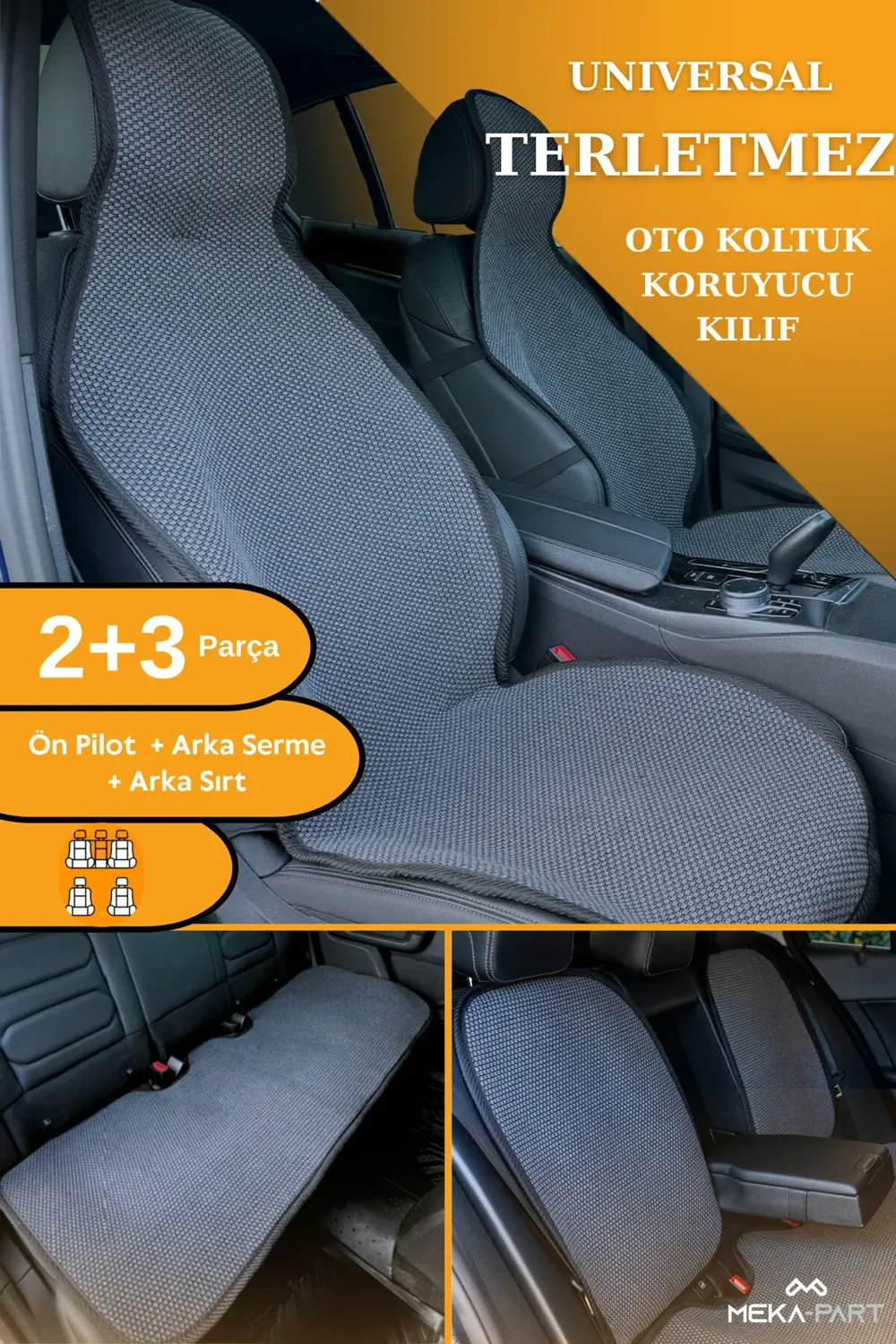 Terletmez Oto Koltuk Koruyucu Kılıf %100 Pamuk 5 li Tam Set Mavi