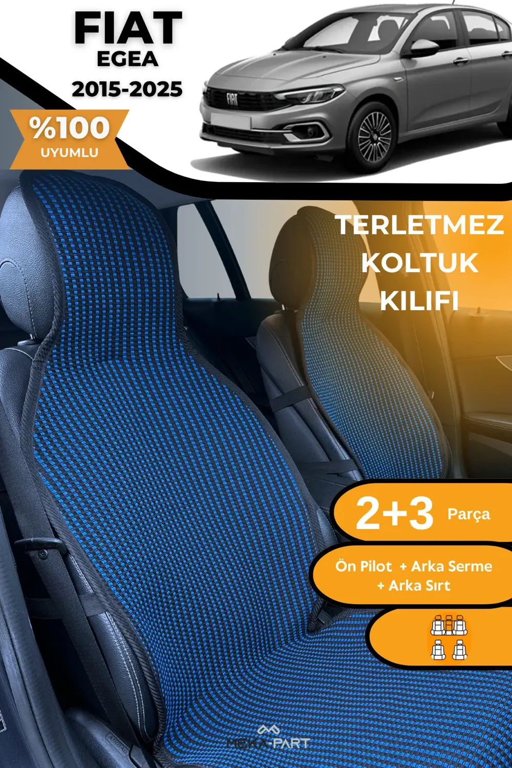 Terletmez Oto Koltuk Koruyucu Kılıf %100 Pamuk 5 li Tam Set Kırmı