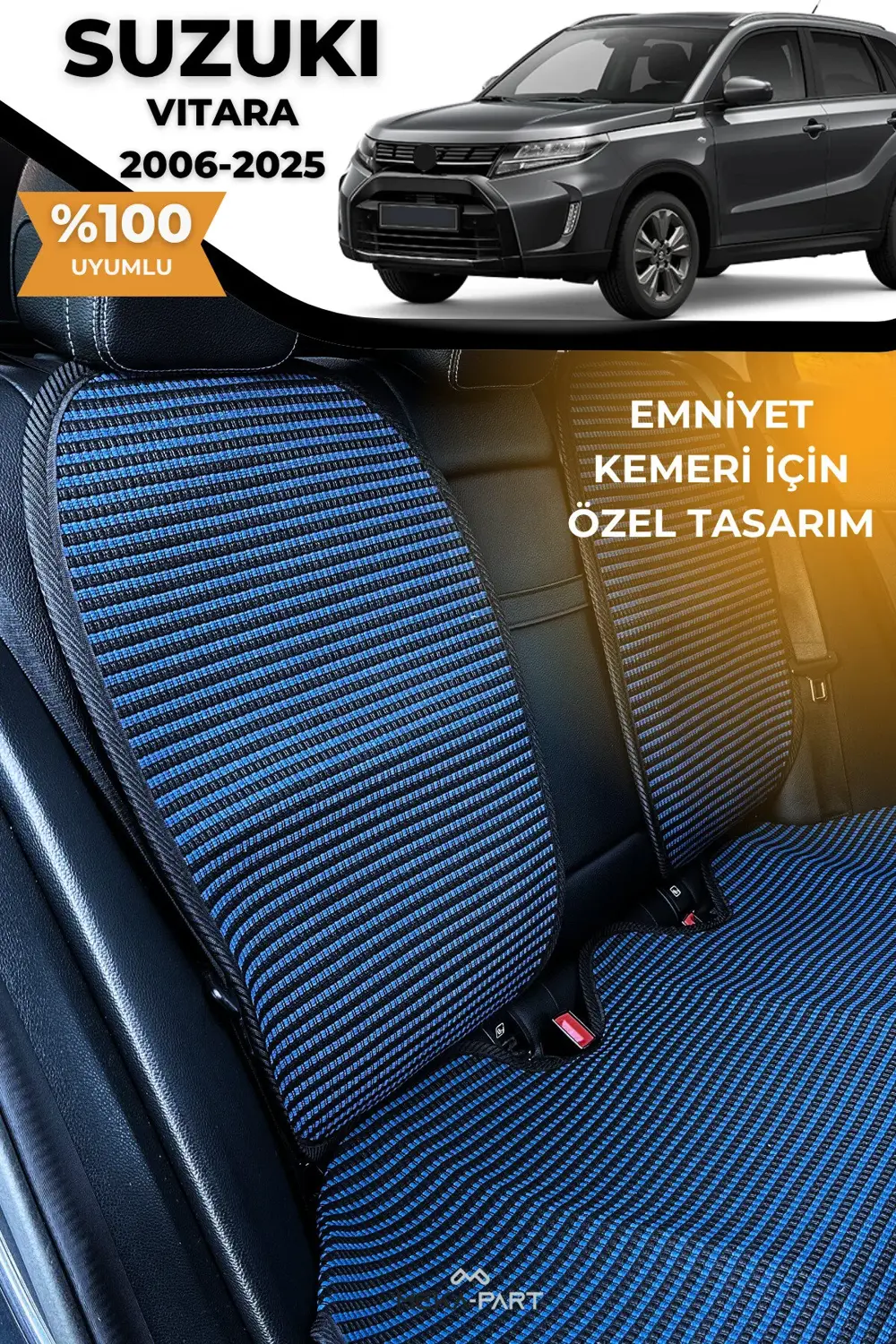Terletmez Oto Koltuk Koruyucu Kılıf %100 Pamuk 5 li Tam Set Krem