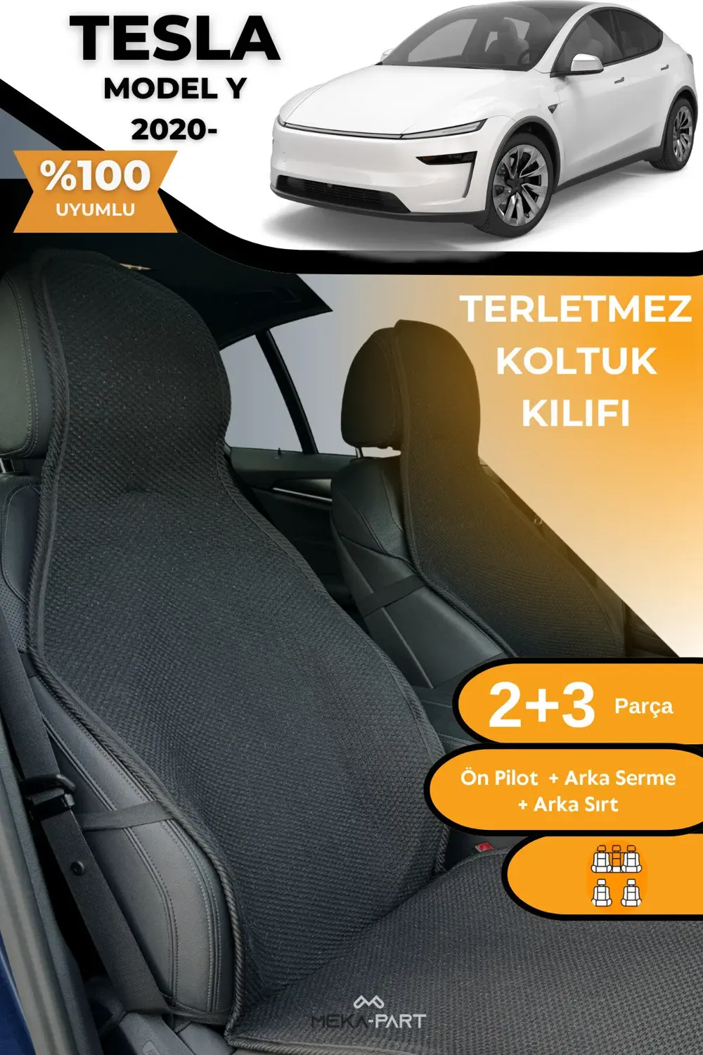 Terletmez Oto Koltuk Koruyucu Kılıf %100 Pamuk 5 li Tam Set Siyah