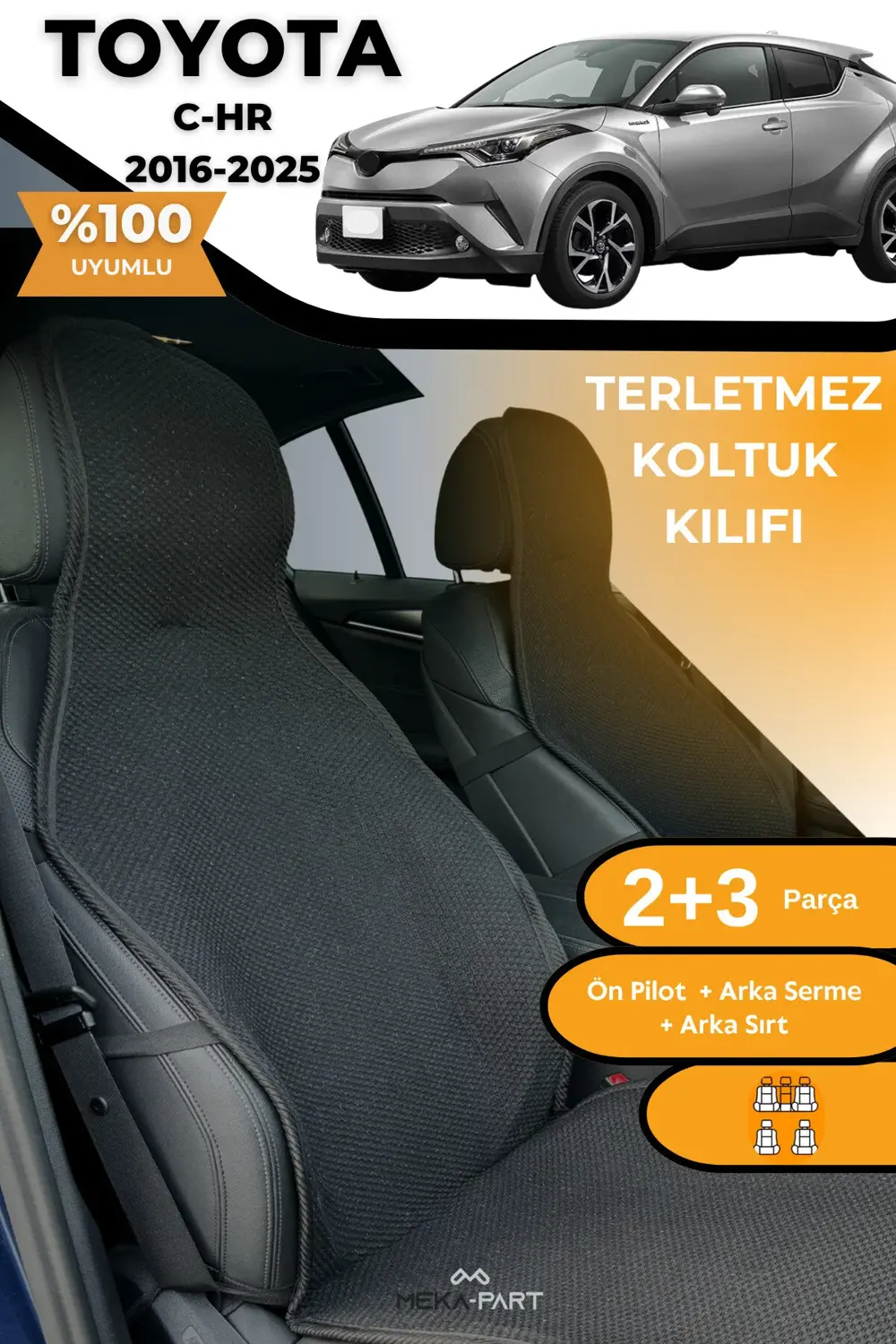Terletmez Oto Koltuk Koruyucu Kılıf %100 Pamuk 5 li Tam Set Krem