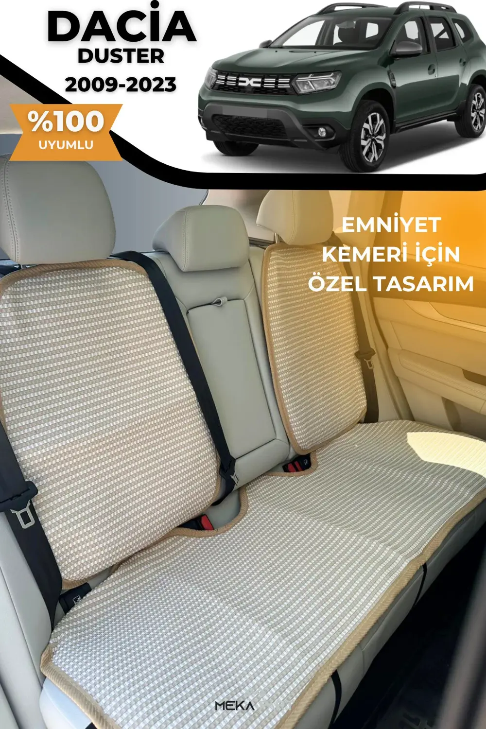 Terletmez Oto Koltuk Koruyucu Kılıf %100 Pamuk 5 li Tam Set Krem