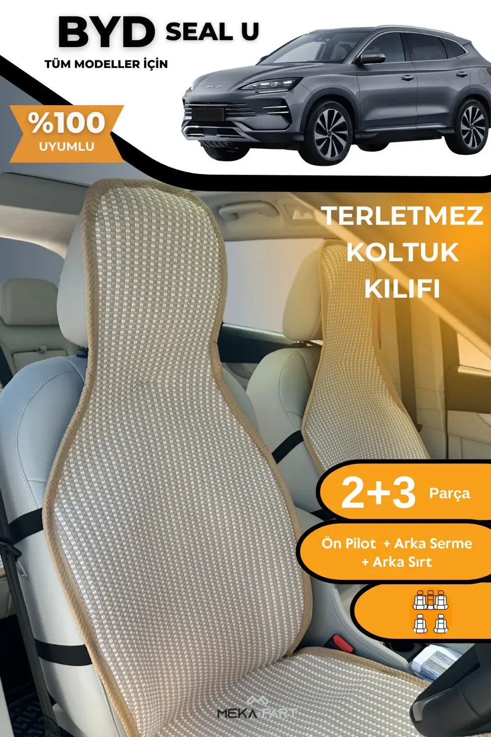 Terletmez Oto Koltuk Koruyucu Kılıf %100 Pamuk 5 li Tam Set Mavi
