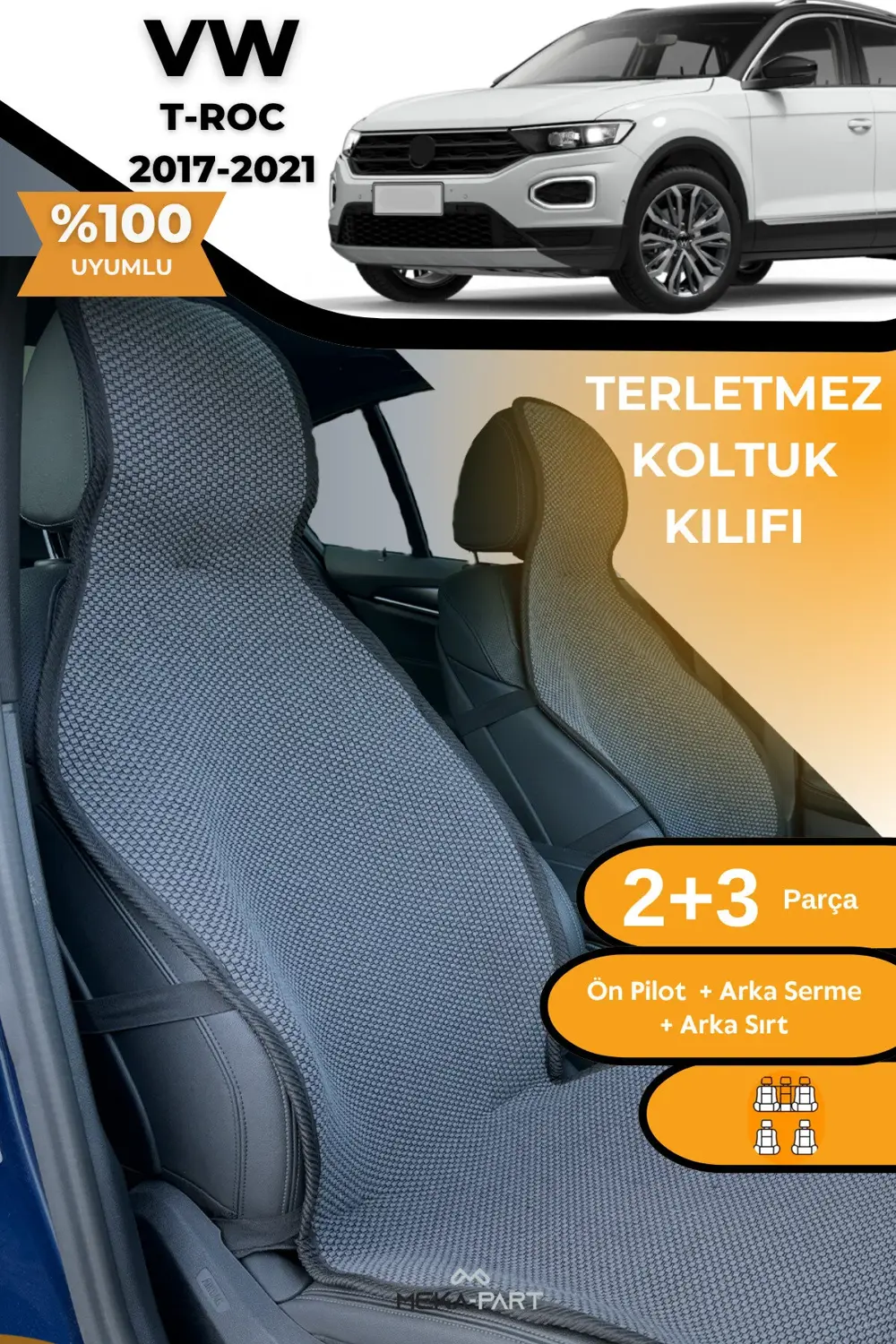 Terletmez Oto Koltuk Koruyucu Kılıf %100 Pamuk 5 li Tam Set Mavi