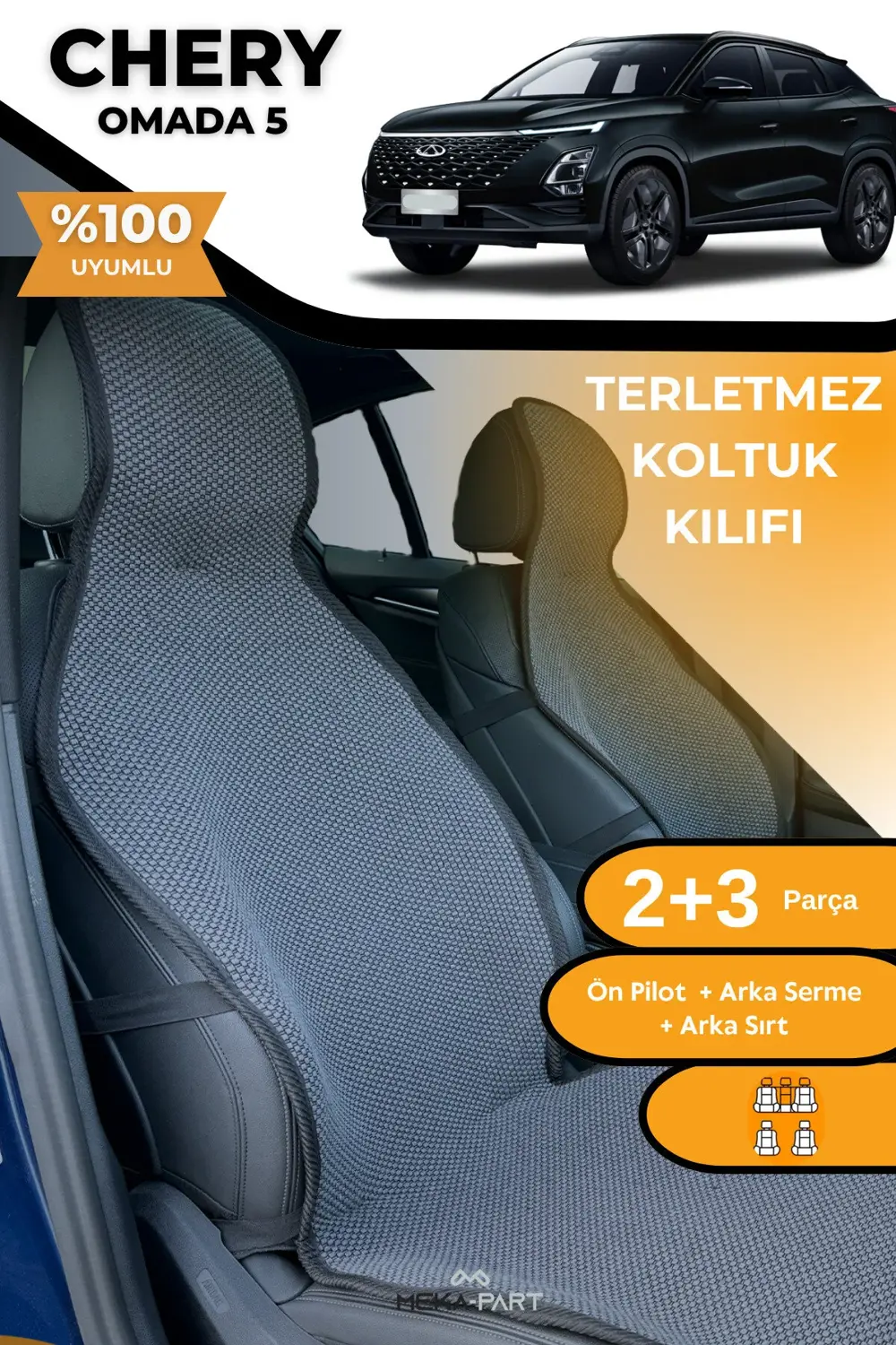 Terletmez Oto Koltuk Koruyucu Kılıf %100 Pamuk 5 li Tam Set Krem