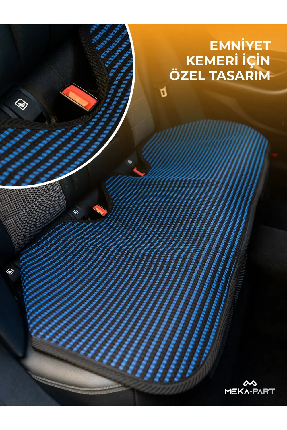 Terletmez Oto Koltuk Koruyucu Kılıf %100 Pamuk 5 li Tam Set Mavi