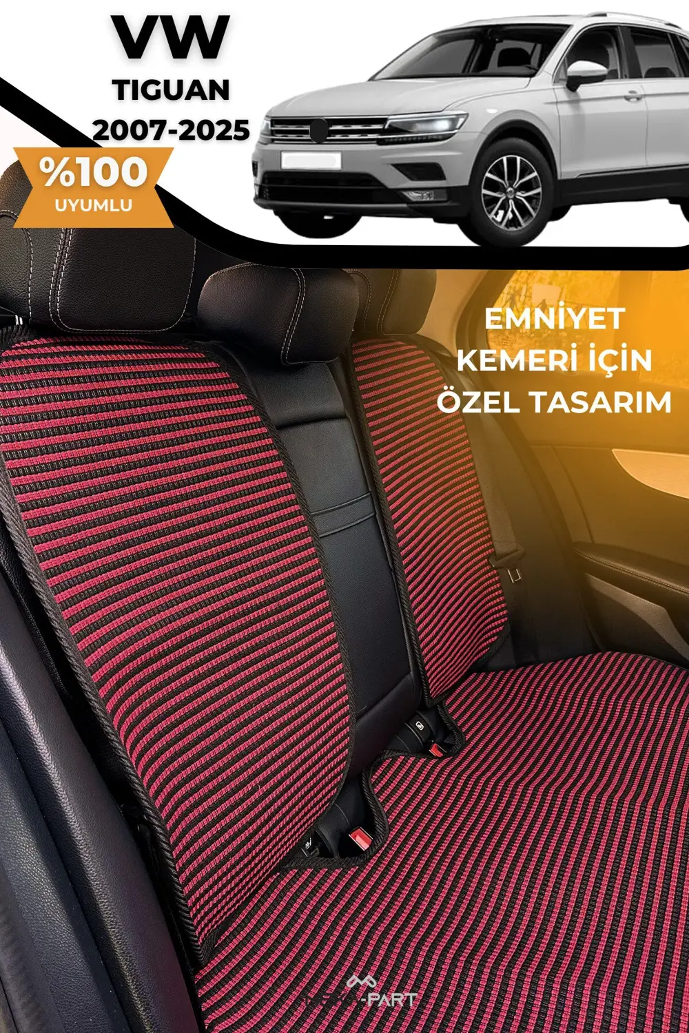 Terletmez Oto Koltuk Koruyucu Kılıf %100 Pamuk 5 li Tam Set Kırmı