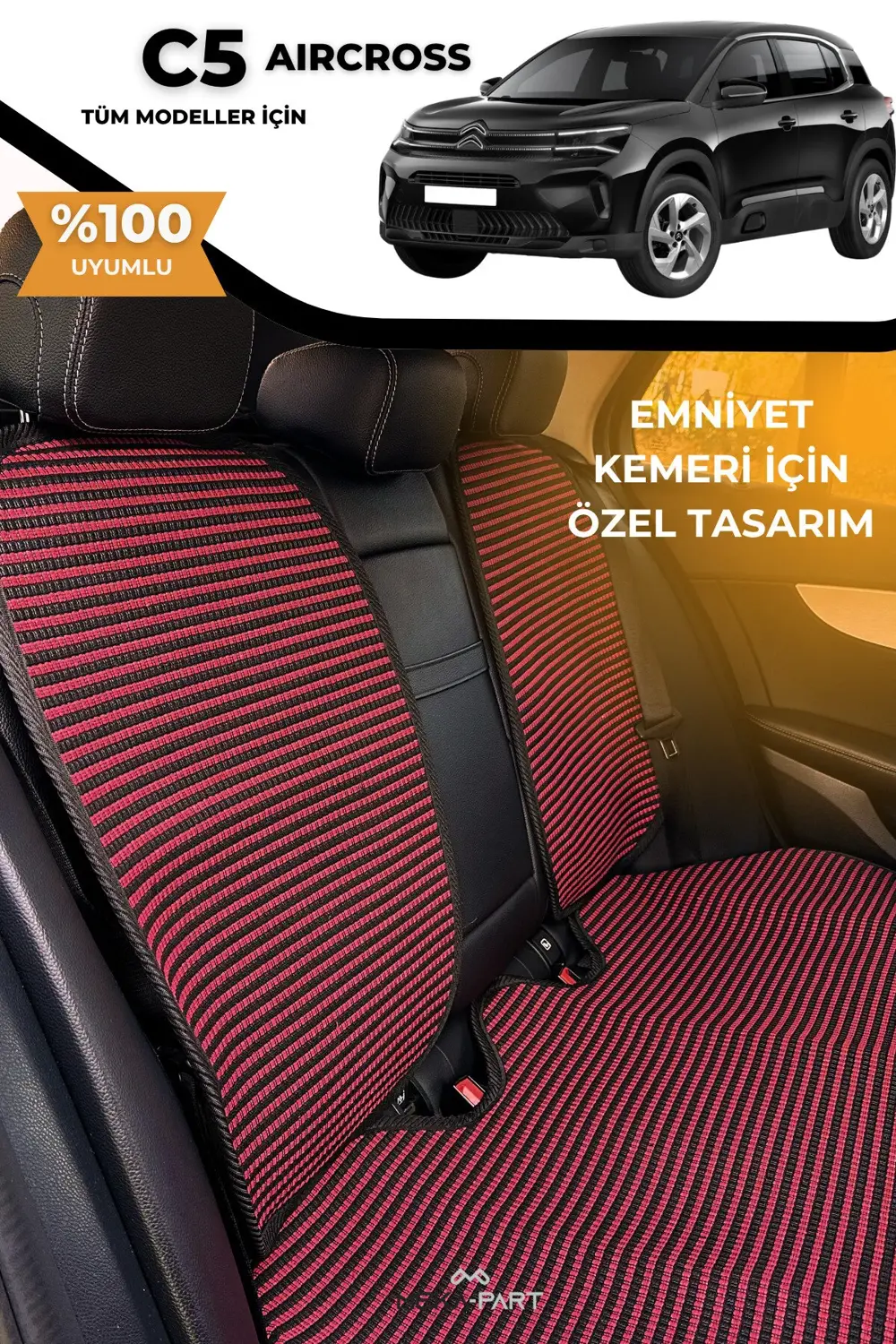 Terletmez Oto Koltuk Koruyucu Kılıf %100 Pamuk 5 li Tam Set Mavi