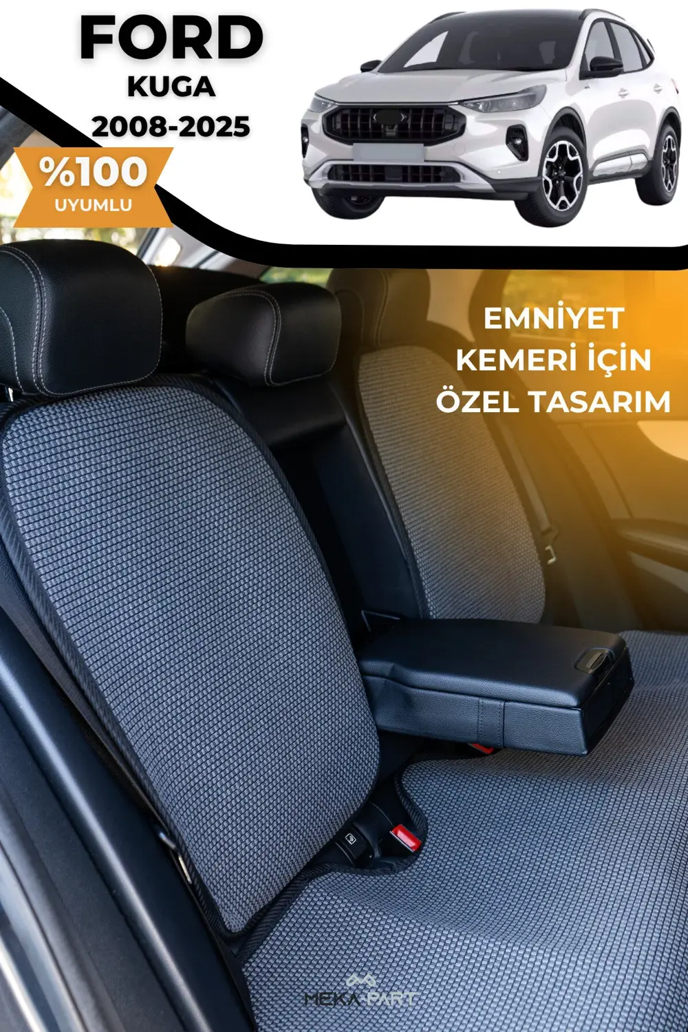 Terletmez Oto Koltuk Koruyucu Kılıf %100 Pamuk 5 li Tam Set Krem